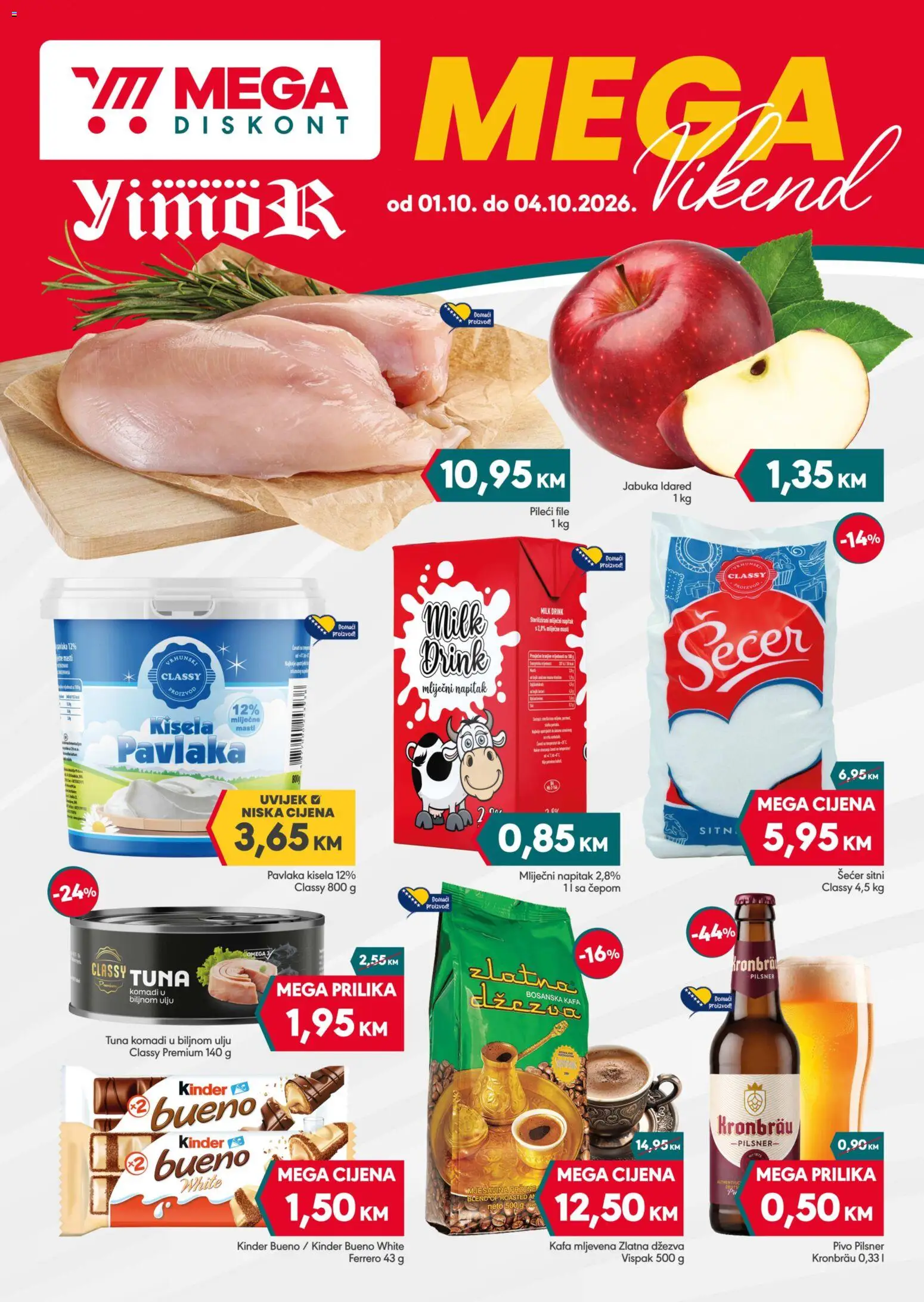 Pregled letka Mega Diskont vikend akcija trgovine Mega Diskont vrijedi od 01.10.2026