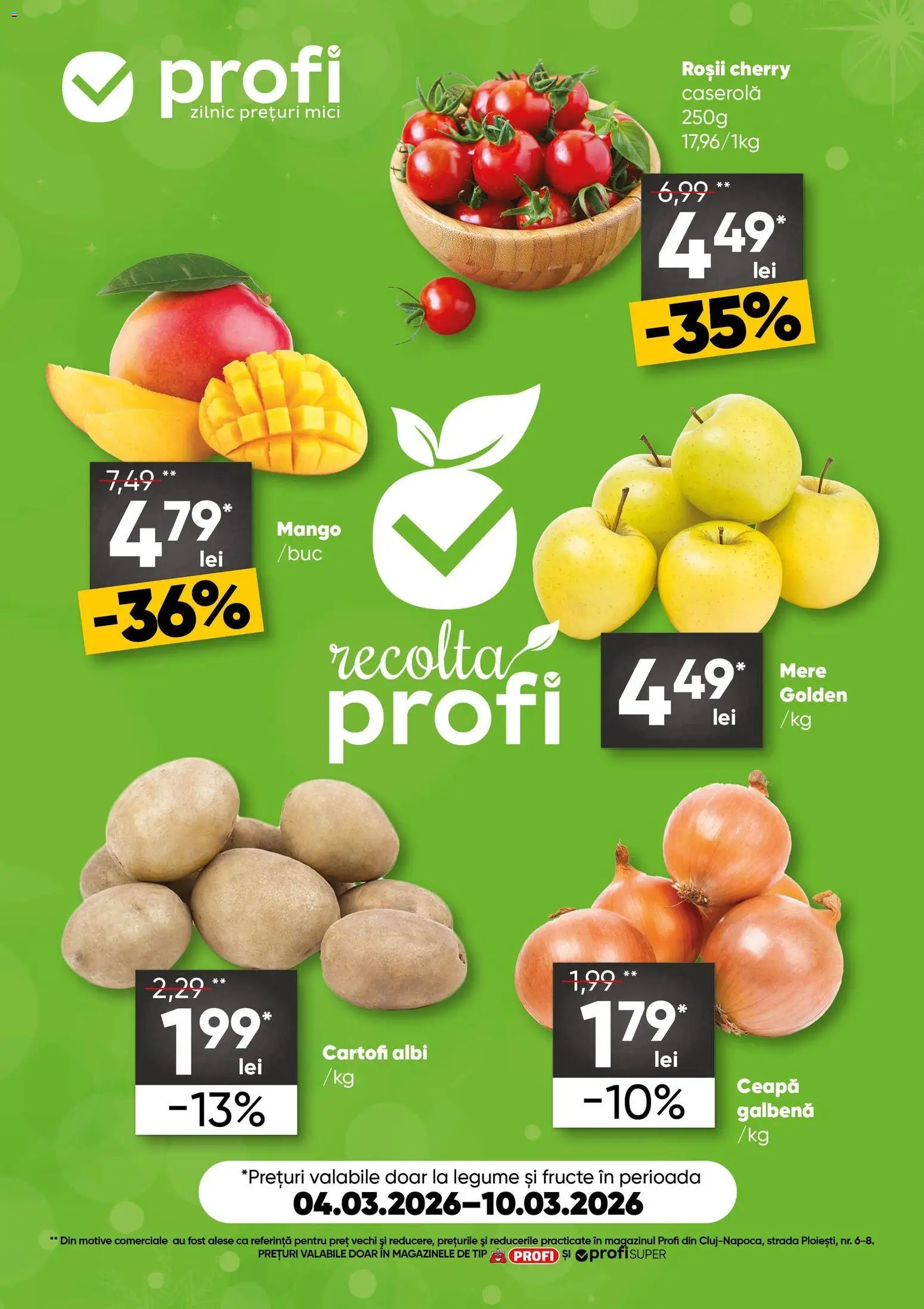 Previzualizarea de cataloage: Profi Profi Catalog Fresh valabil de la 04.03.2026 - Mango, Mici, Legume, Ceapă, Mere, Roșii, Caserola, Ceapă galbenă