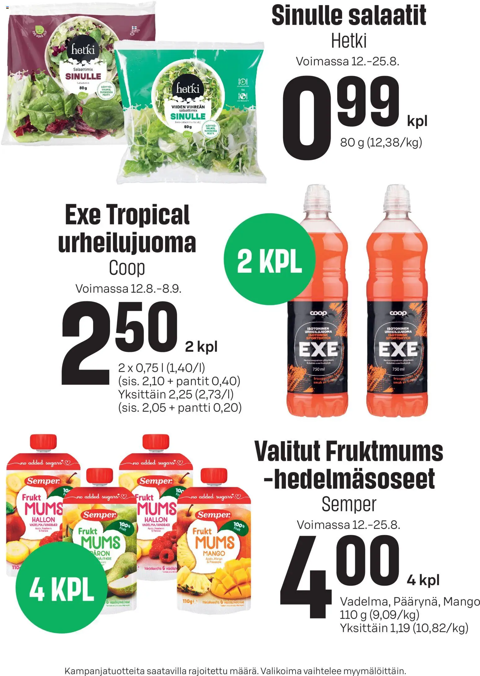 Kaupan Sale Sale tarjoukset ilmoitukset esikatselu, voimassa 12/08/2026