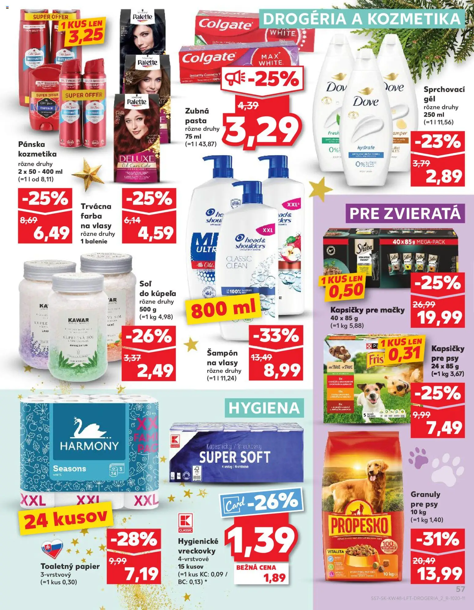 Náhľad Kaufland letáku platného od 27.11.2025 - Farba na vlasy, Old Spice, Toaletný papier, Šampón, Kapsičky pre mačky, Zubná pasta, Head & Shoulders