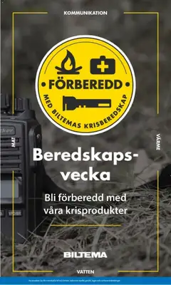 Förhandsgranska reklamblad Biltema erbjudanden Beredskaps vecka från butik Biltema gäller från 20/09/2026