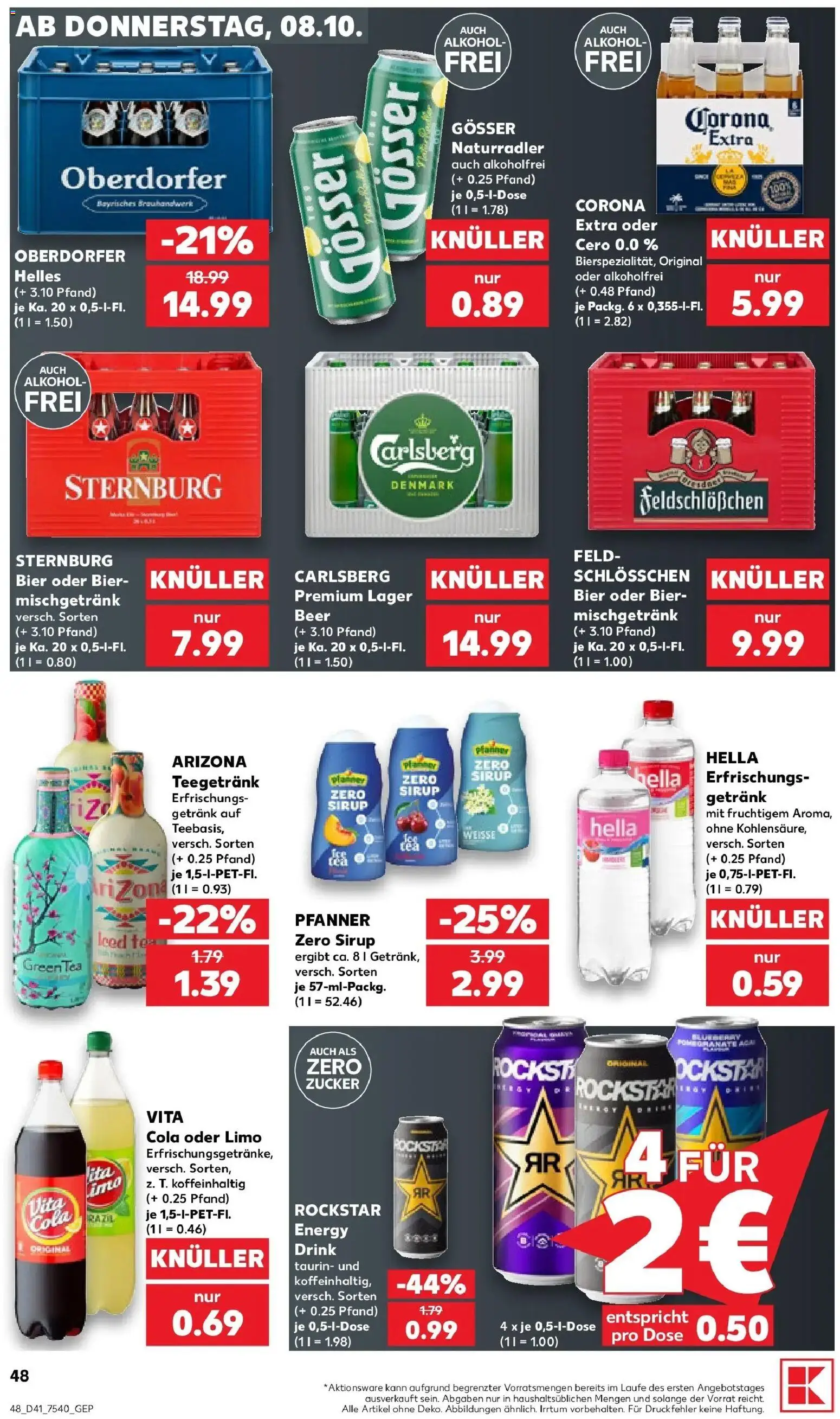 Vorschau von dem Prospekt des Geschäftes Kaufland, gültig ab dem 05.10.2026 - Bier, Alkohol, Zucker, Energy, Carlsberg, Hella, Vita cola, Sirup