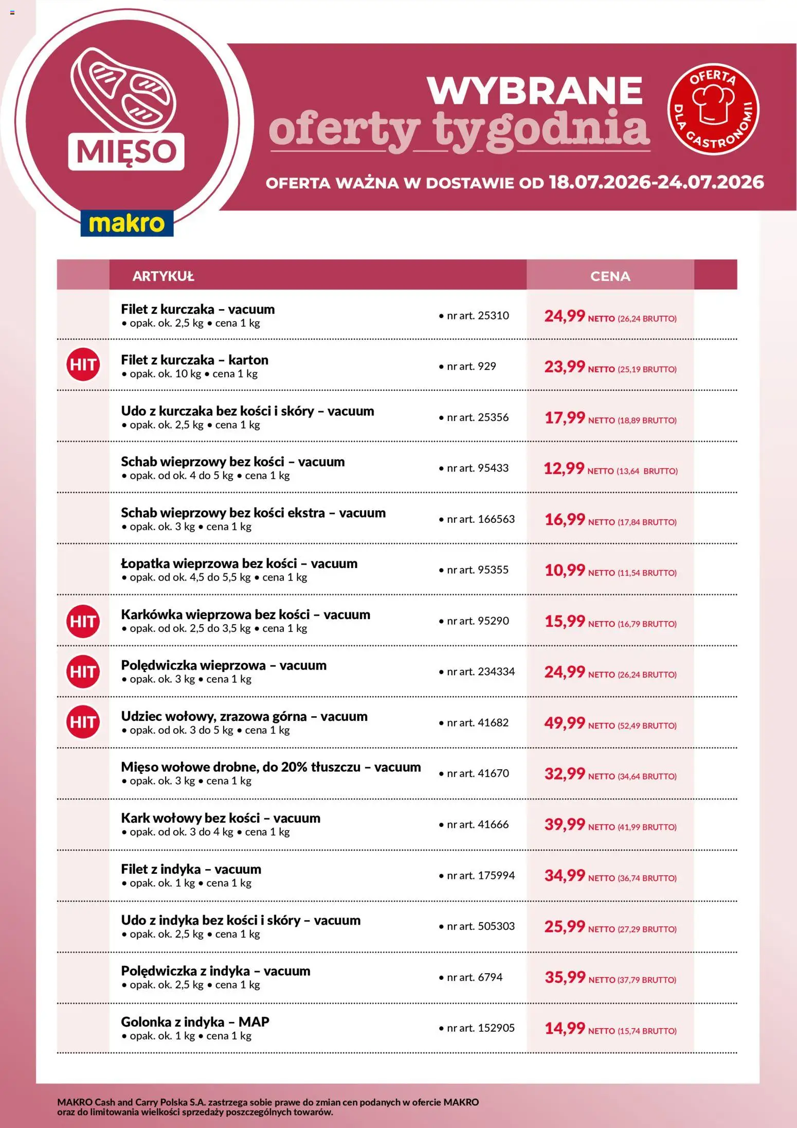 Pogląd gazetki "Makro gazetka - wybrane oferty tygodnia w dostawie" ze sklepu Makro ważnej od 18.07.2026 - Mięso, Schab, Karkówka, Łopatka wieprzowa, Mięso wołowe, Filet, Karkówka wieprzowa, Schab wieprzowy bez kości