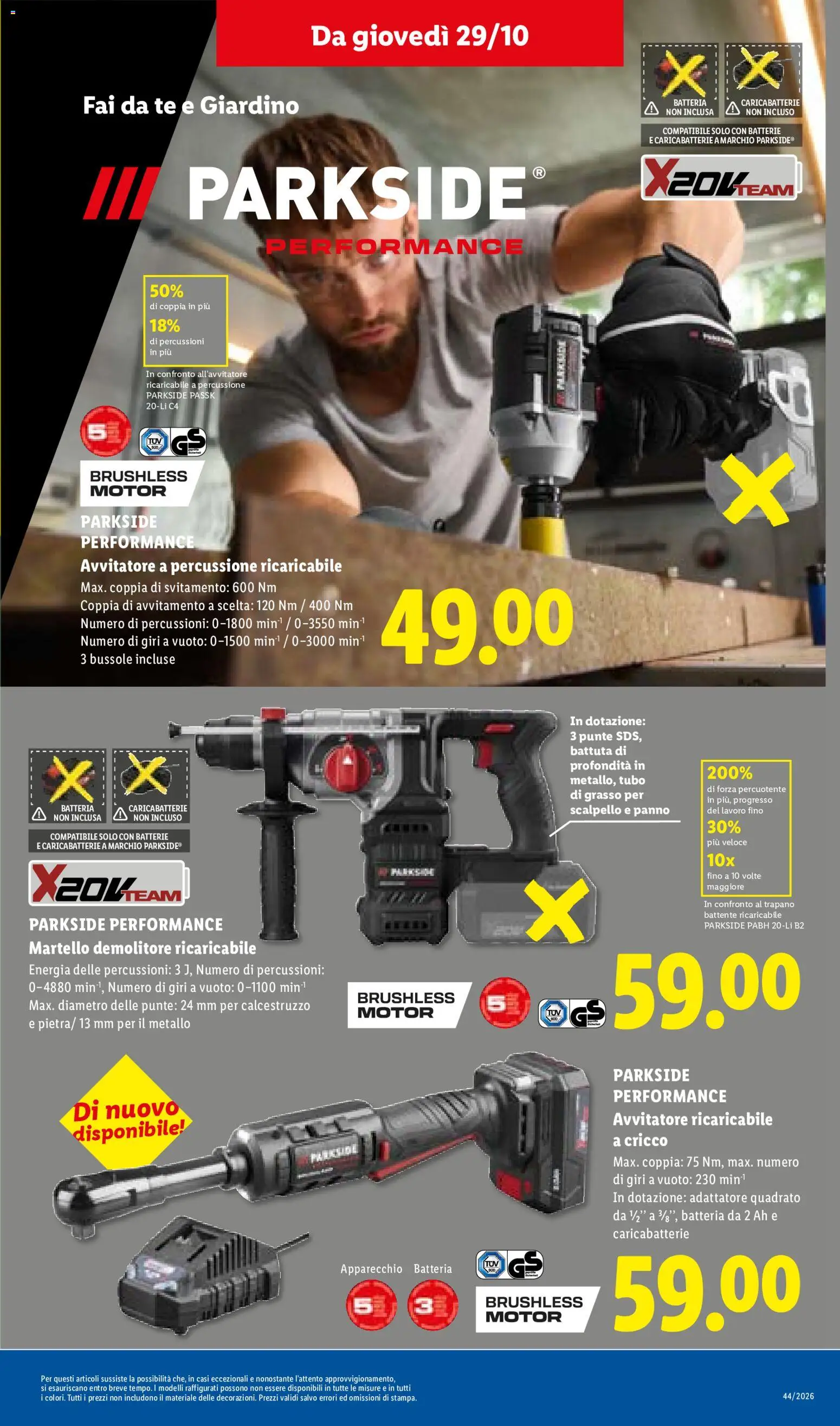 Anteprima dell'opuscolo Lidl volantino Roma dal negozio Lidl valido da 29/10/2026 - Batteria, Caricabatterie, Trapano, Adattatore, Avvitatore, Martello, Tè, Tubo