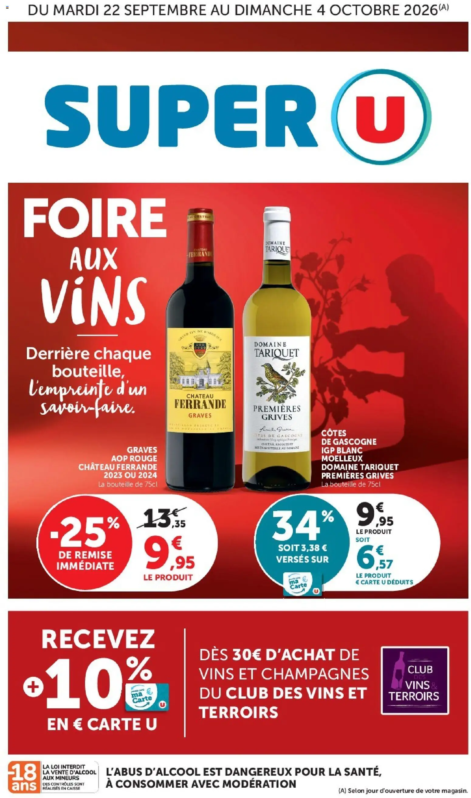 Prévisualisation de Super U Hyper U Foire aux vins du magasin Super U formulaire valide 22/09/2026