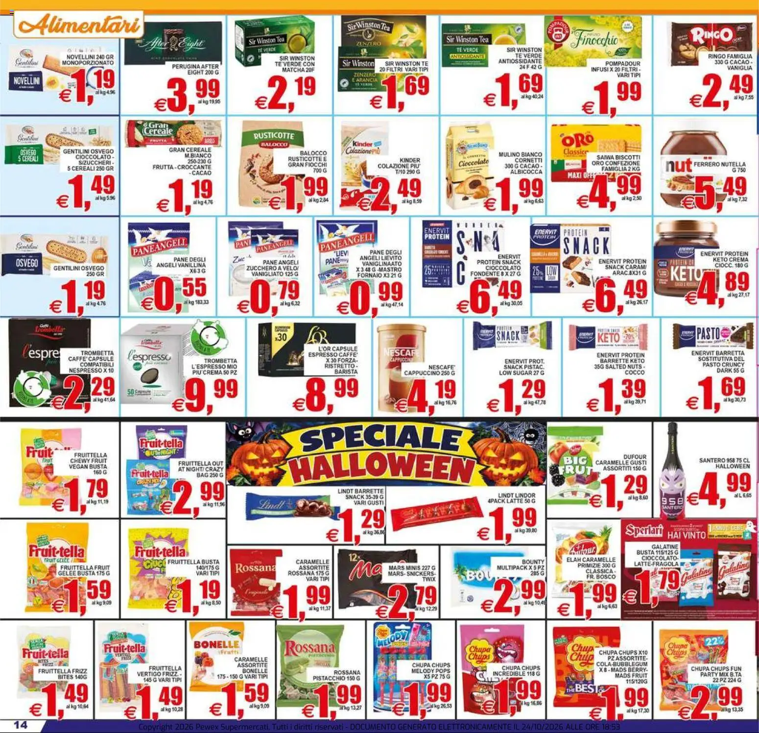 Anteprima dell'opuscolo Pewex volantino City dal negozio Pewex valido da 23/10/2026 - Crema, Cereali, Pistacchio, Fiocchi, Snickers, Cacao, Nescafé, Zucchero a velo