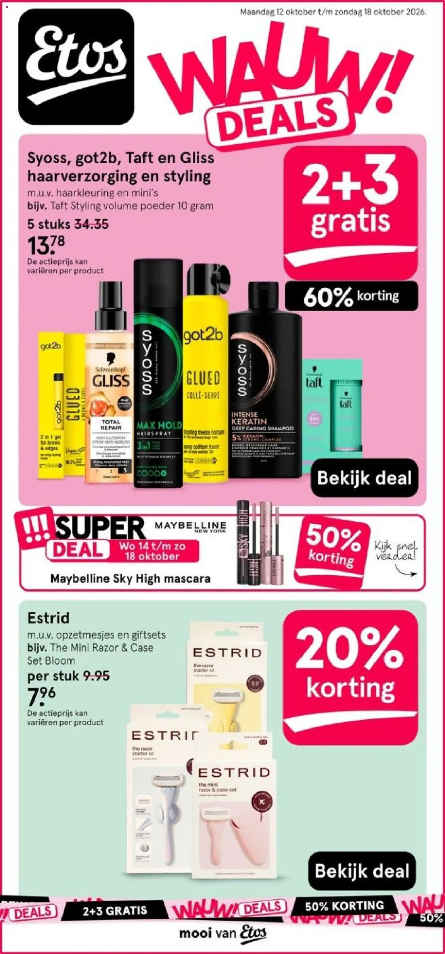 Voorbeeld van Etos folder van winkel Etos geldig vanaf 12-10-2026 - Shampoo, Kan, Mascara, Gel, Poeder