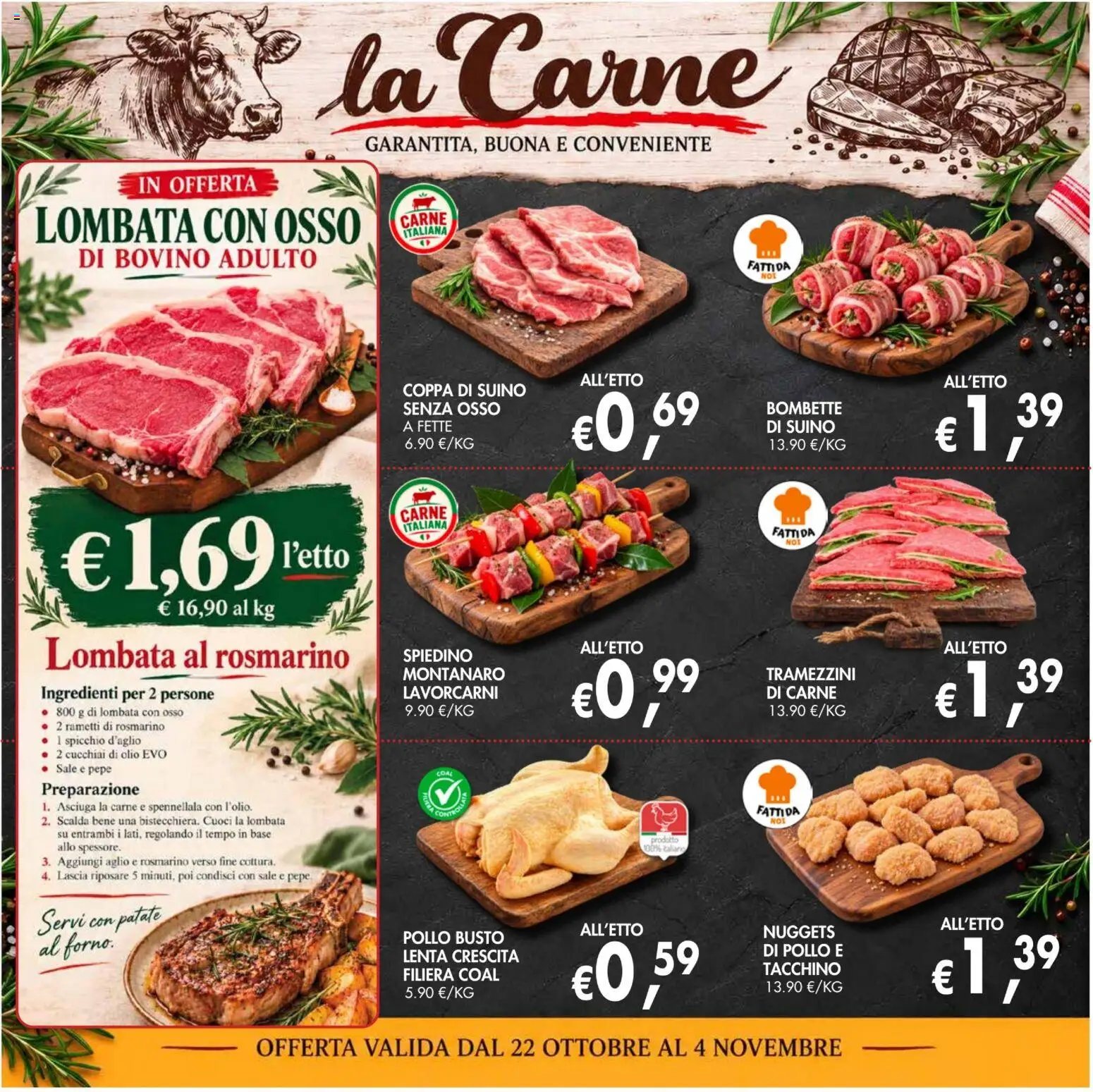 Anteprima dell'opuscolo Coal volantino èccoMi Teramo dal negozio Coal valido da 22/10/2026 - Carne, Tacchino, Sale, Nuggets, Patate, Aglio, Suino, Ingredienti