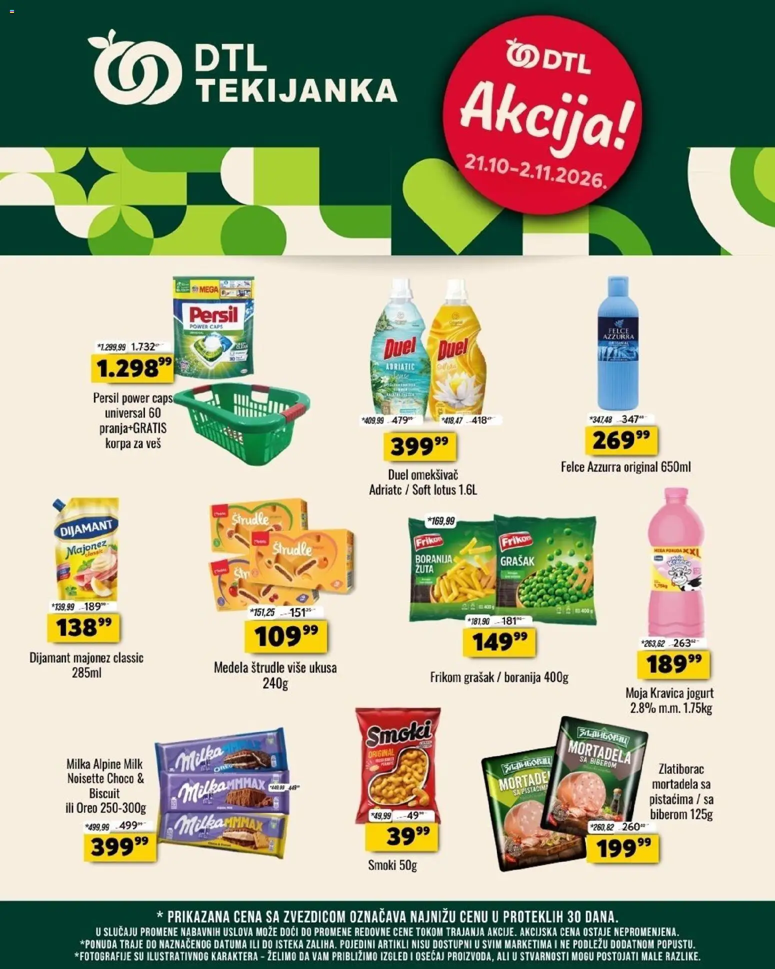 Pregled Tekijanka kataloga - važi od 21.10.2026 - Boranija, Korpa za veš, Smoki, Oreo, Jogurt, Felce azzurra, Majonez, Persil