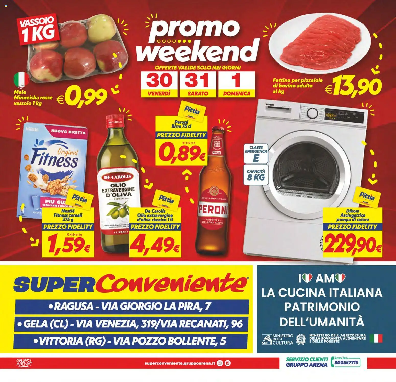 Anteprima dell'opuscolo SuperConveniente volantino Gela, Vittoria dal negozio SuperConveniente valido da 23/10/2026 - Asciugatrice, Birra, Olio, Cereali, Bovino, Mele, Vassoio