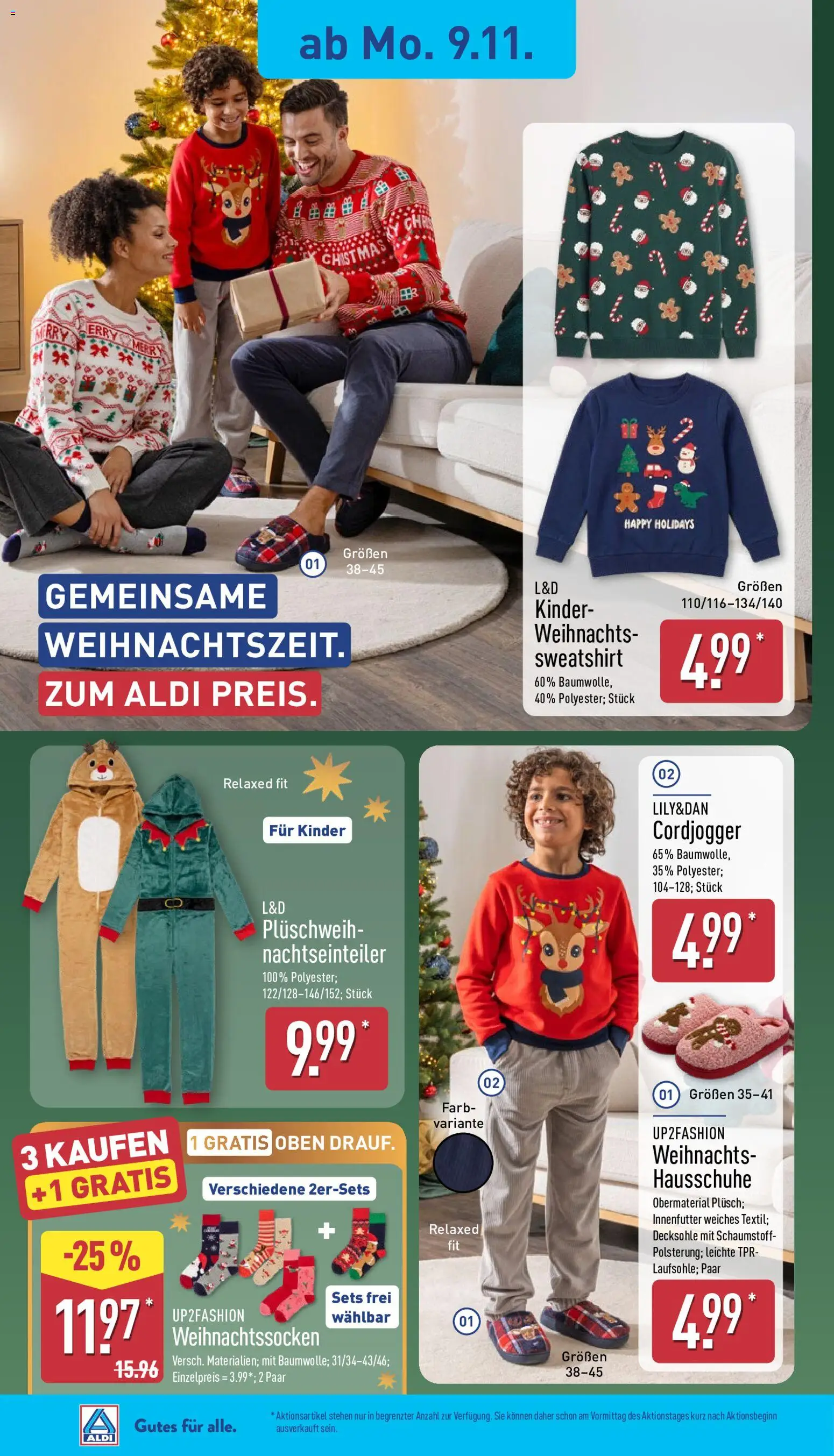 Vorschau von dem Prospekt des Geschäftes Aldi, gültig ab dem 09.11.2026 - Sweatshirt, Hausschuhe, Up2fashion
