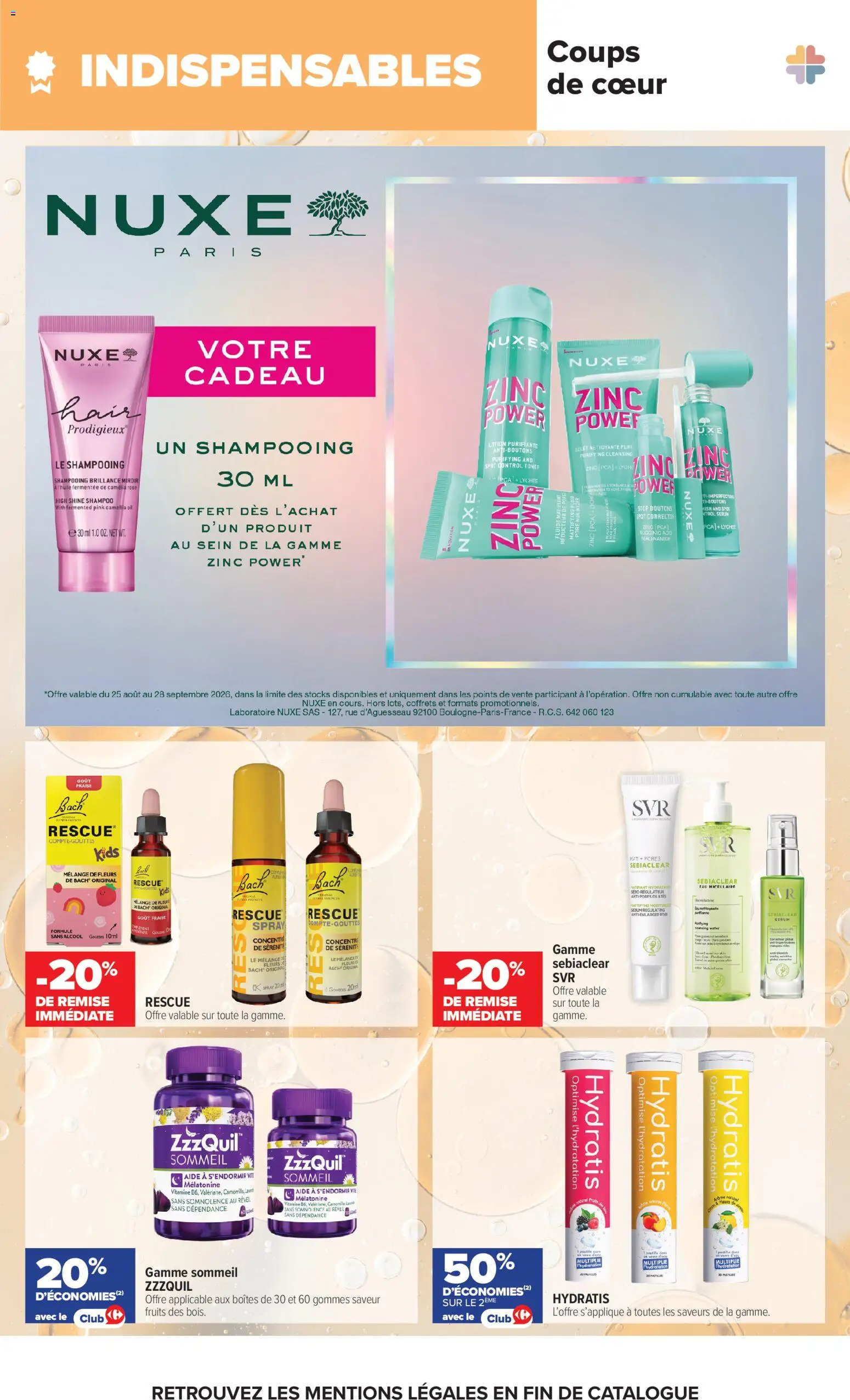 Prévisualisation de Carrefour Parapharmacie, beauté, santé, bein-être du magasin Carrefour formulaire valide 25/08/2026 - Fleurs, Fruits, Réveil, Camelia, Fraise, Serum, Shampooing, Toner