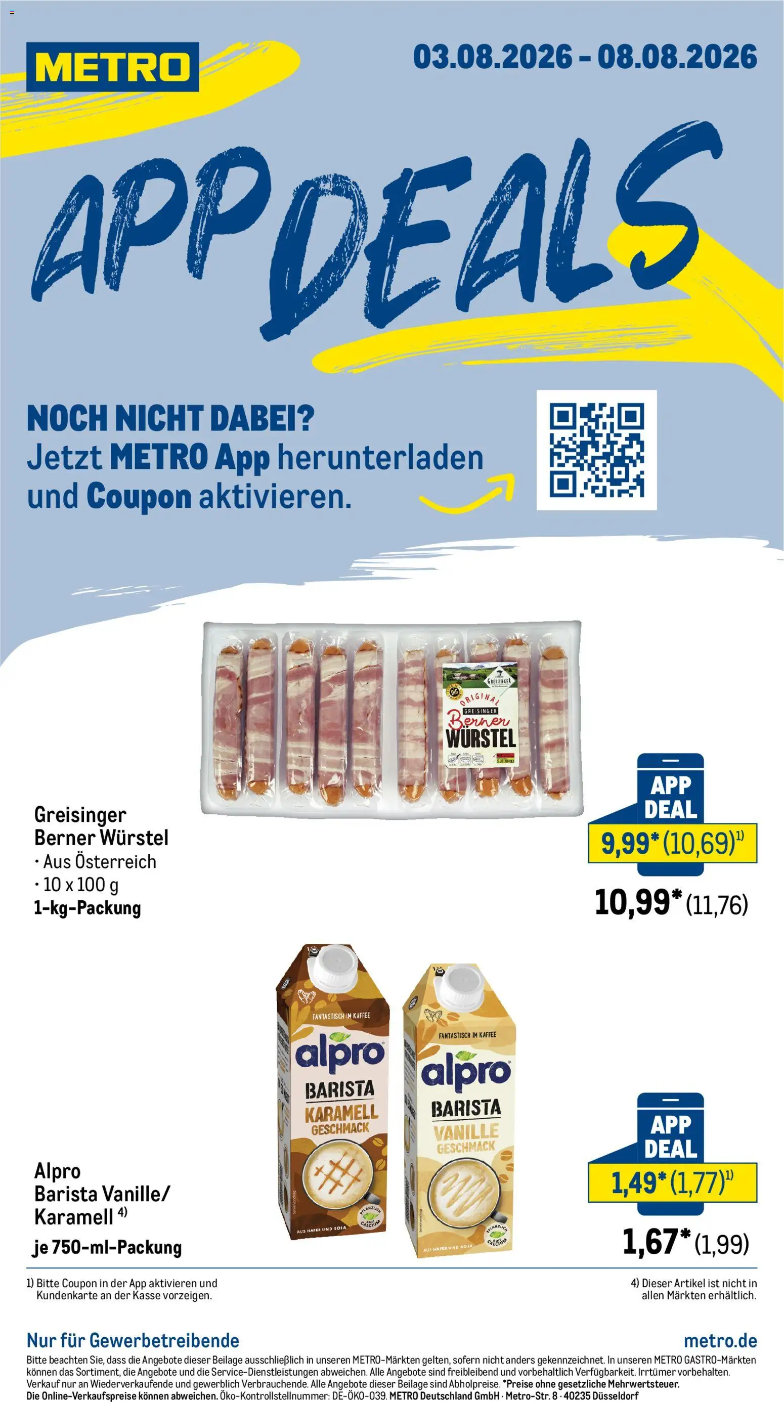 Vorschau von dem Prospekt des Geschäftes Metro, gültig ab dem 03.08.2026 - Kaffee, Vanille, Alpro