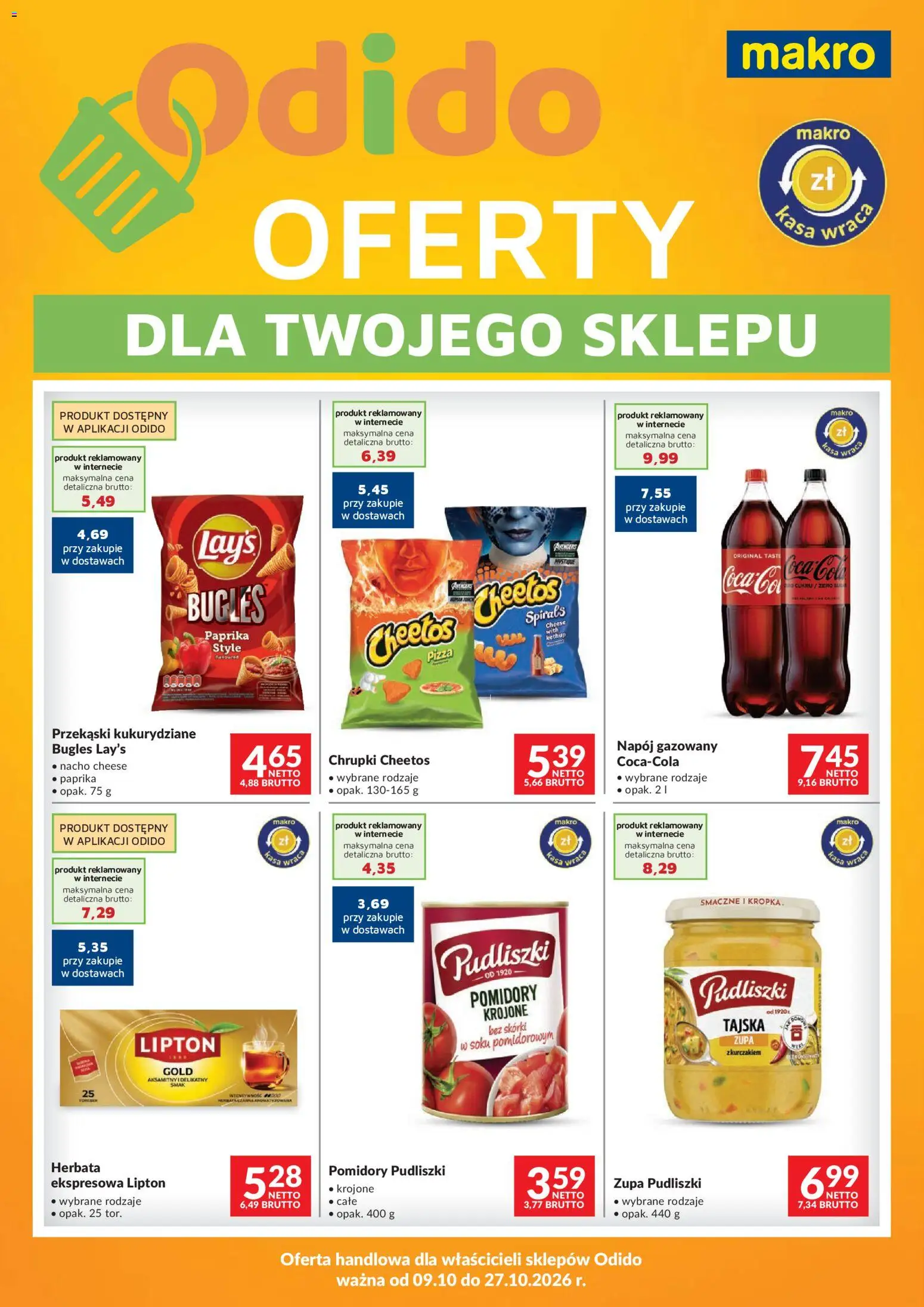 Pogląd gazetki "Makro gazetka - Odido Oferty dla Twojego sklepu" ze sklepu Makro ważnej od 09.10.2026 - Pizza, Herbata, Zupa, Przekąski, Chrupki, Pomidory