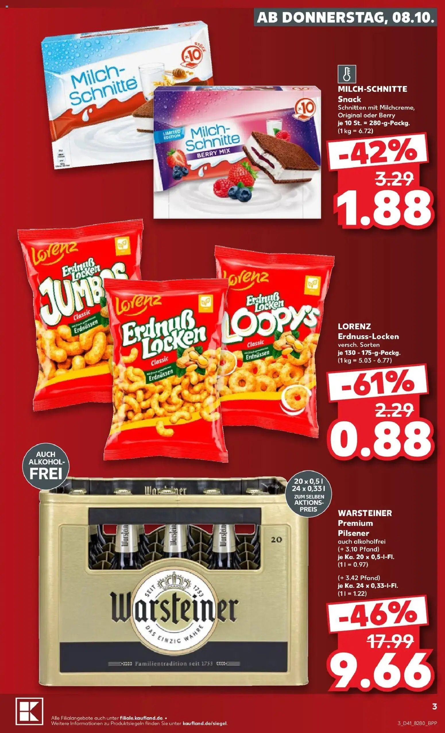 Vorschau von dem Prospekt des Geschäftes Kaufland, gültig ab dem 08.10.2026 - Alkohol, Milch, Warsteiner