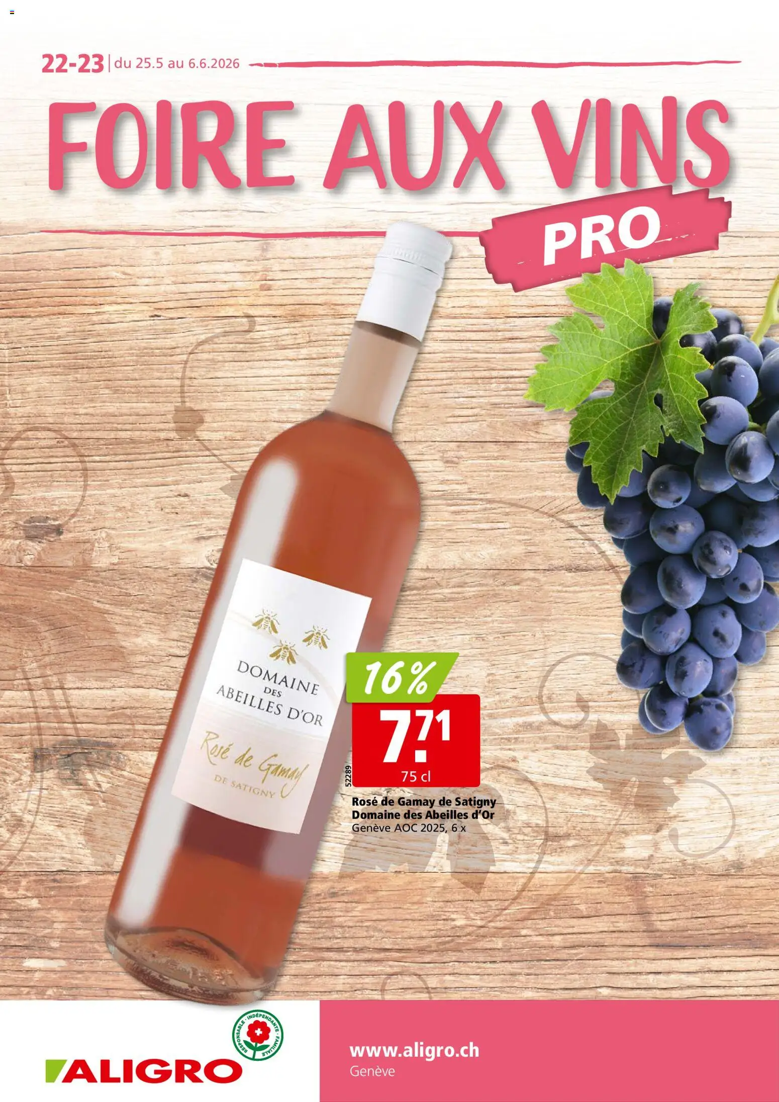 Vorschau des Merkblatts Aligro aktionen Weinfestival Genf vom Shop Aligro gültig von 25.05.2026 bis 06.06.2026