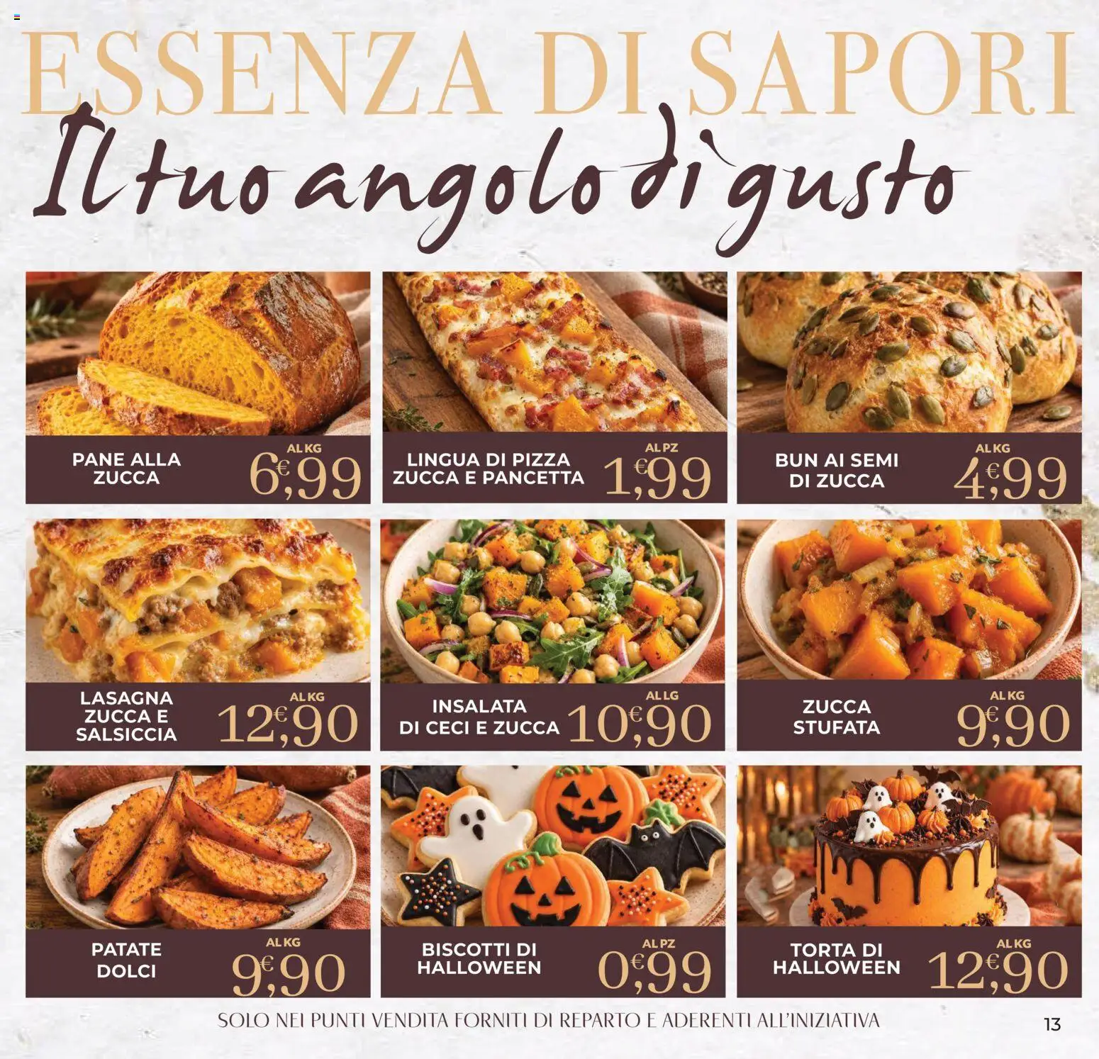 Anteprima dell'opuscolo Eté volantino Prime dal negozio Eté valido da 23/10/2026 - Pizza, Torta, Pane, Zucca, Dolci, Insalata, Ceci, Pancetta