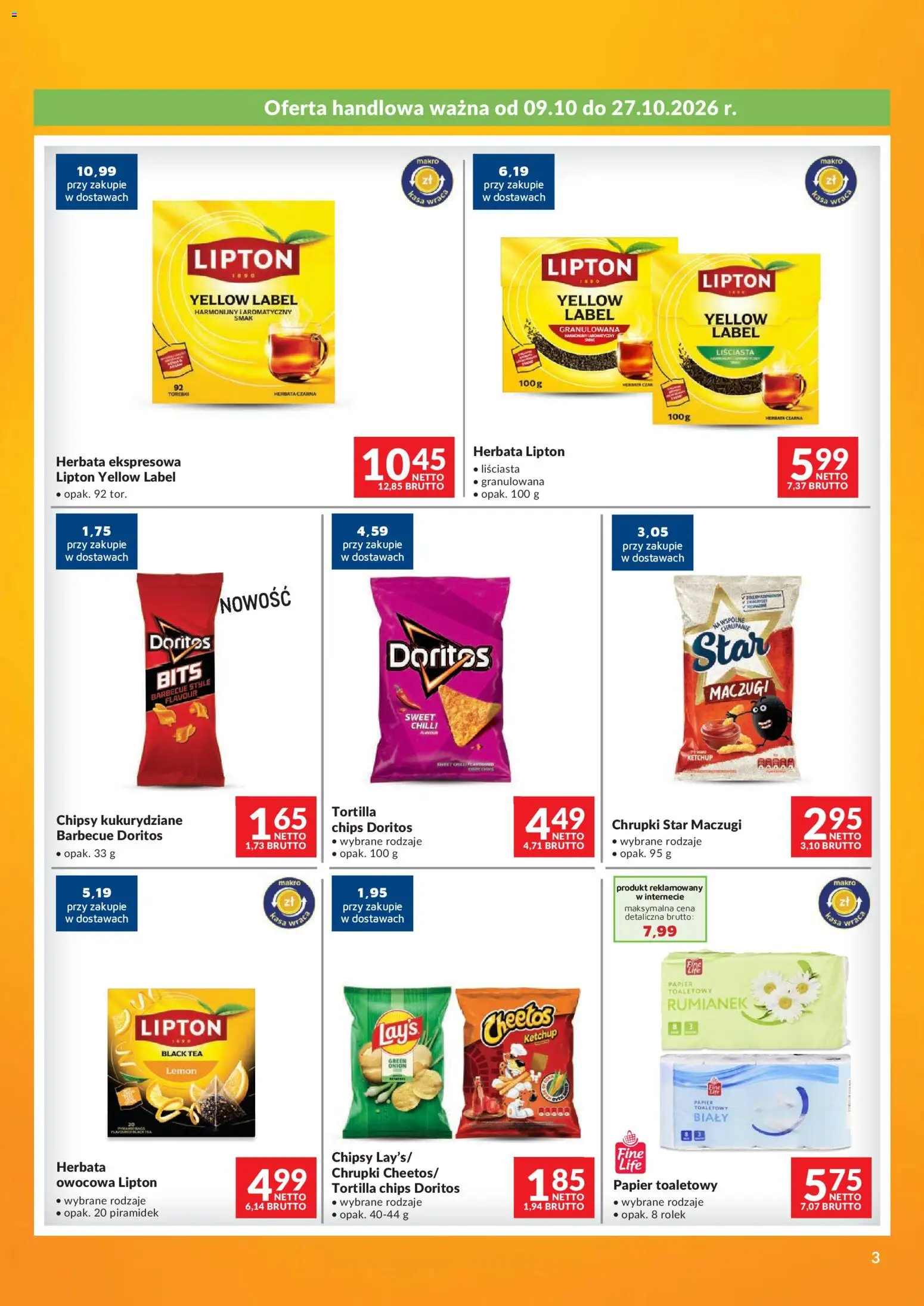 Pogląd gazetki "Makro gazetka - Odido Oferty dla Twojego sklepu" ze sklepu Makro ważnej od 09.10.2026 - Tortilla, Rumianek, Papier toaletowy, Ketchup, Chrupki, Herbata lipton, Herbata czarna, Czarna herbata