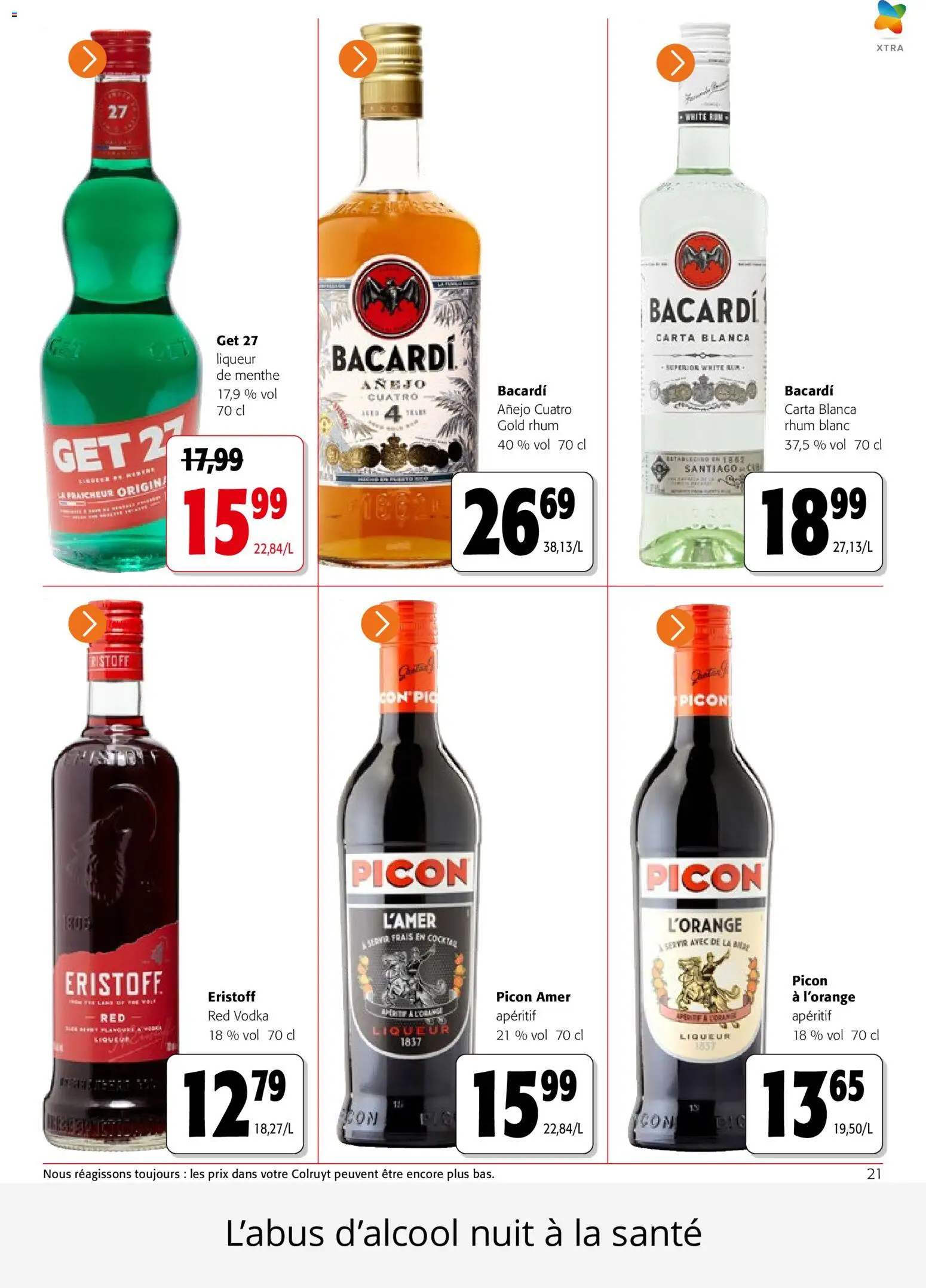 Prévisualisation de Colruyt catalogue du magasin Colruyt formulaire valide 23/09/2026 - Vodka, Rhum, Apéritif, Menthe, Bacardi, Rhum blanc, Liqueur