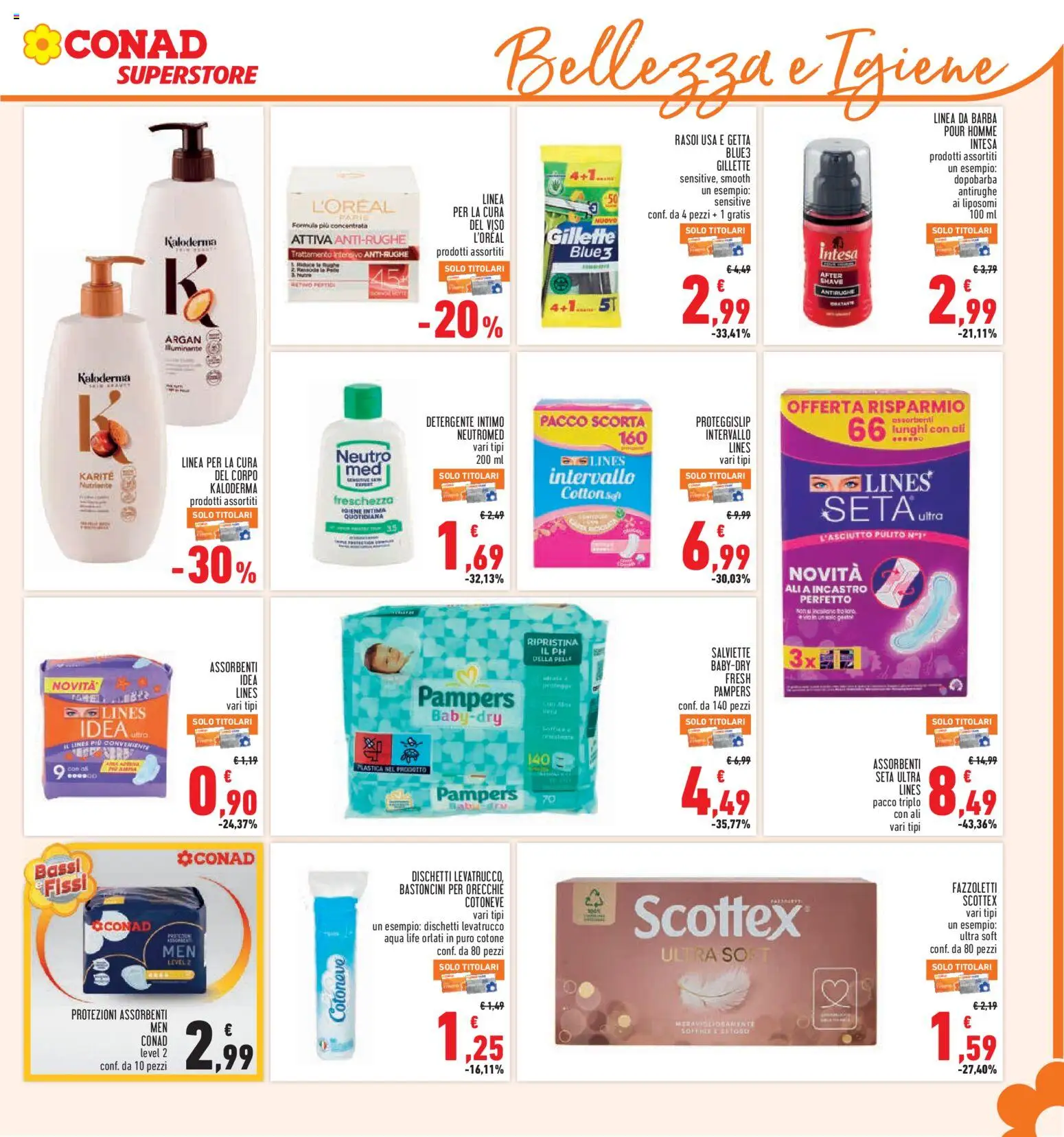 Anteprima dell'opuscolo Conad volantino Superstore Lazio dal negozio Conad valido da 05/11/2026 - Pampers, Intimo, Detergente intimo, Fazzoletti, Illuminante, Detergente, Dopobarba, Igiene intima