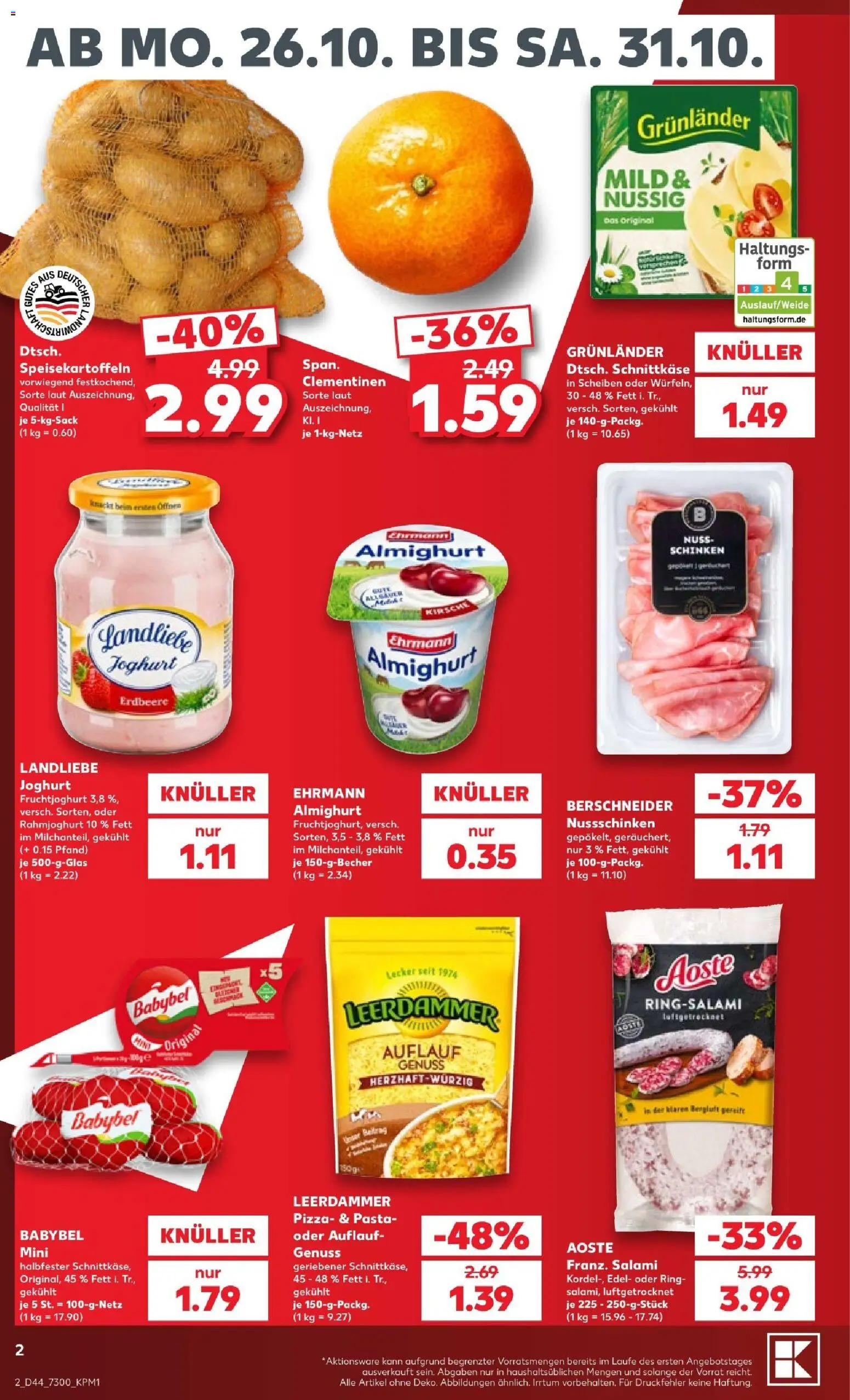 Vorschau von dem Prospekt des Geschäftes Kaufland, gültig ab dem 24.10.2026 - Pizza, Pasta, Joghurt, Salami, Schinken, Landliebe joghurt, Fruchtjoghurt, Grunlander