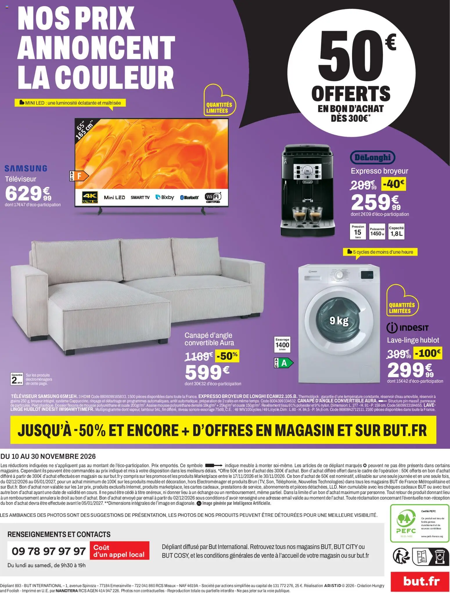 Prévisualisation de But Black Friday du magasin But formulaire valide 10/11/2026 - Canapé, Delonghi, Lave linge, Smart TV, Mousse, Flocons, Broyeur, Réservoir d'eau