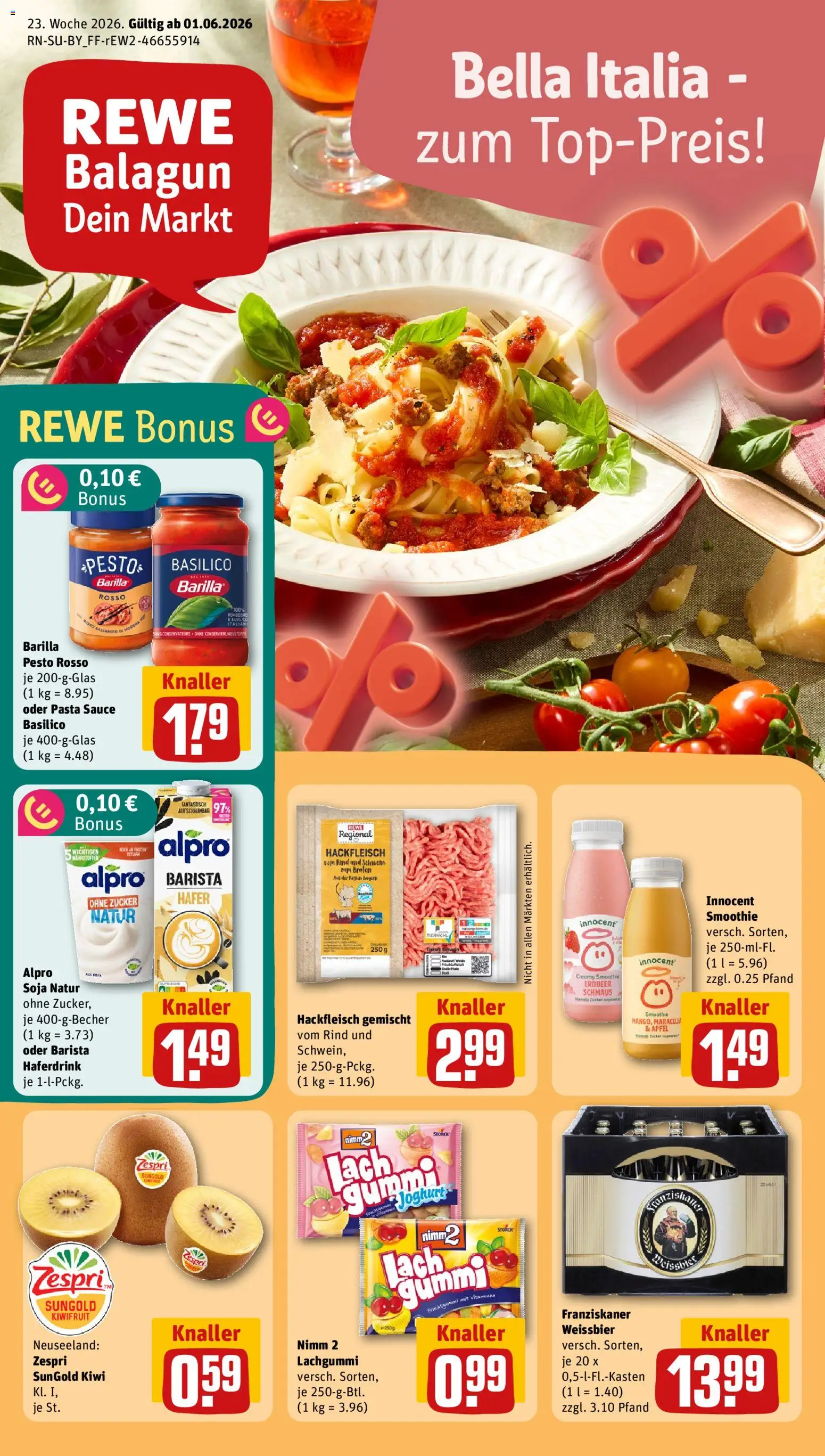 Voorbeeld van Rewe DE - DE Folder van winkel Rewe DE geldig vanaf 01-06-2026 - Pasta, Kiwi, Smoothie, Pesto, Barilla