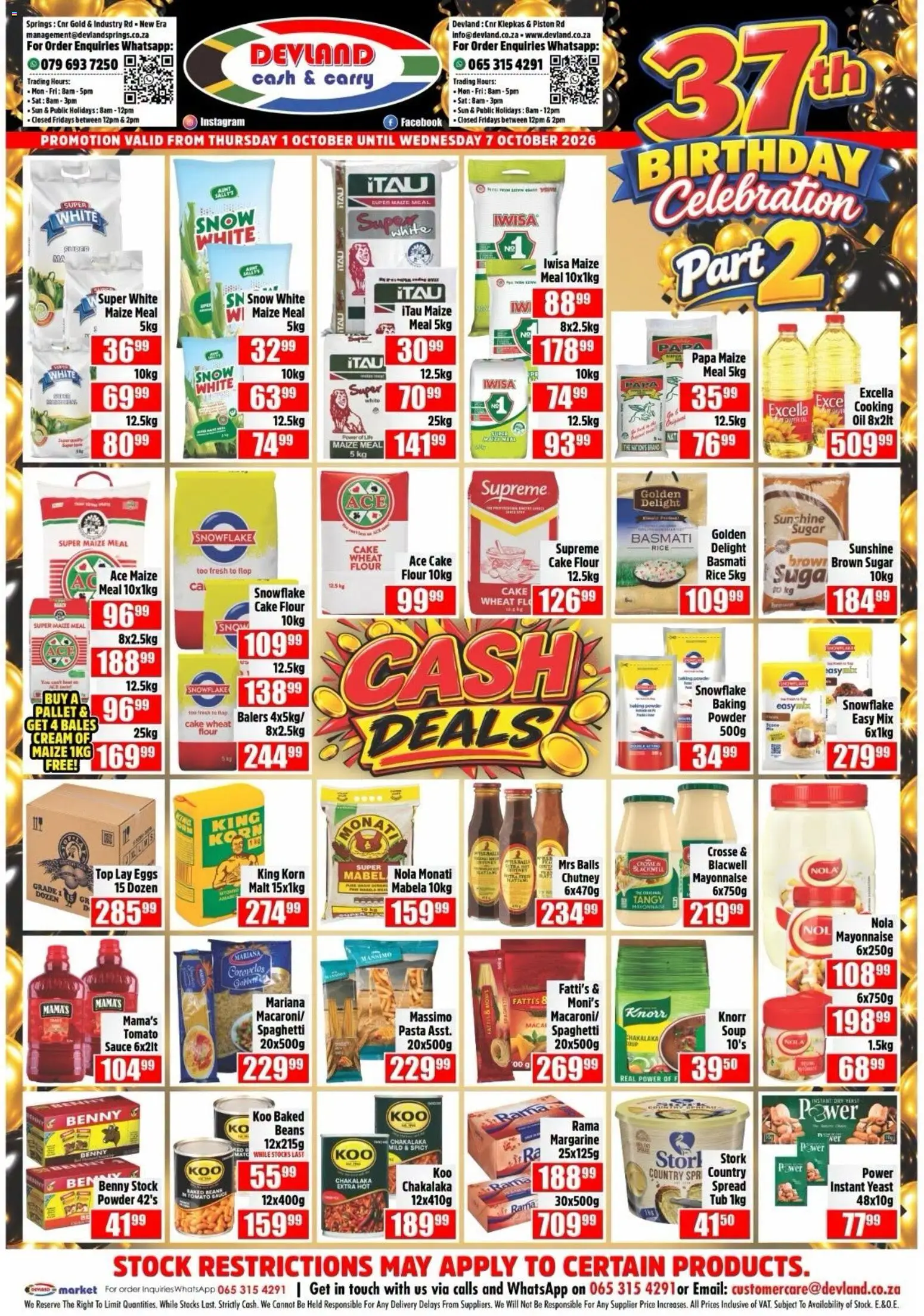 Preview of Devland flyer valid from 01/10/2026 - Eggs, Maize meal, Soup, Stock, Margarine, Tomato sauce, Sauce, Powder
