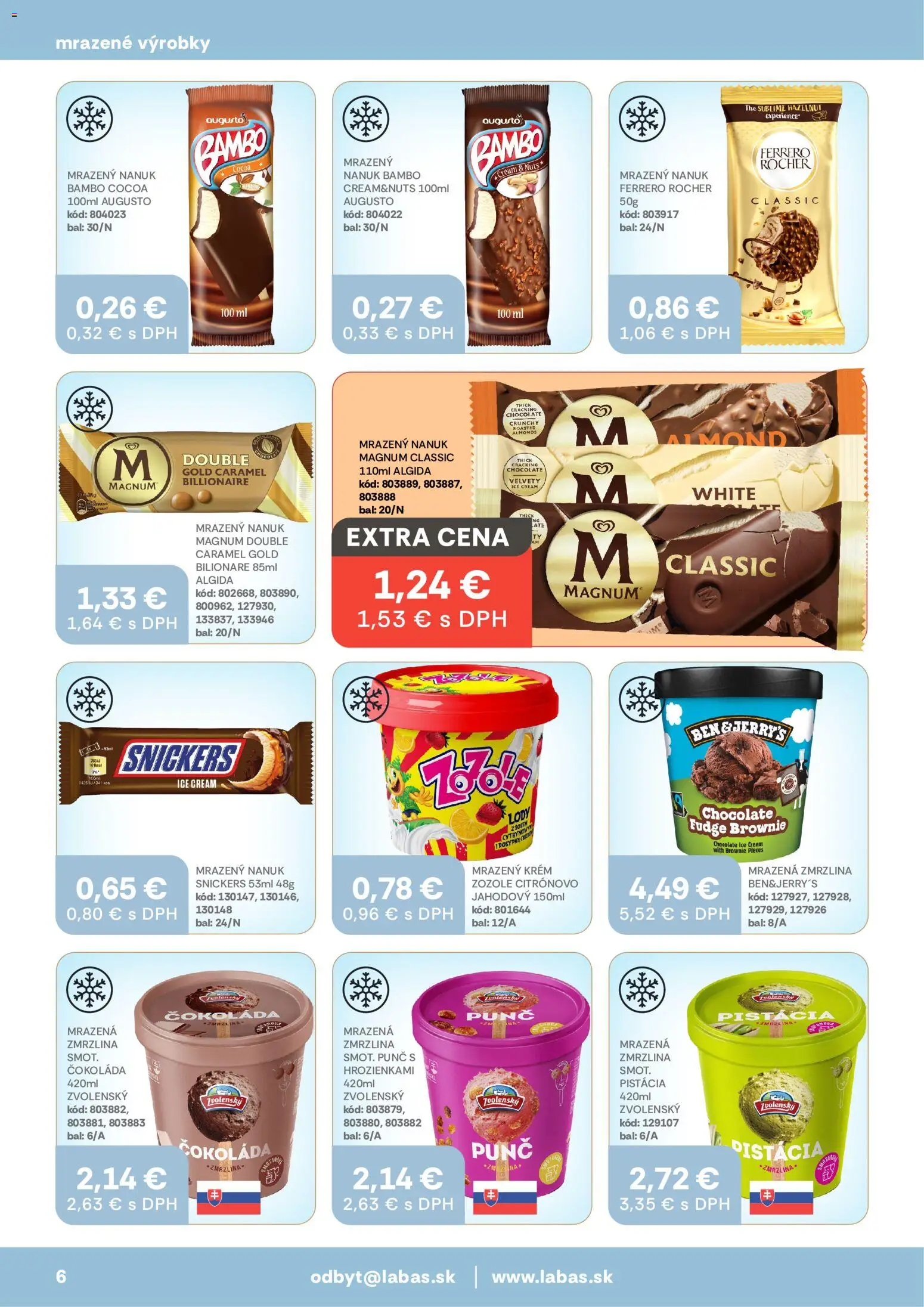 Náhľad Labaš letáku platného od 11.09.2026 - Zmrzlina, Čokoláda, Ferrero Rocher, Magnum, Snickers, Nanuk, Krém
