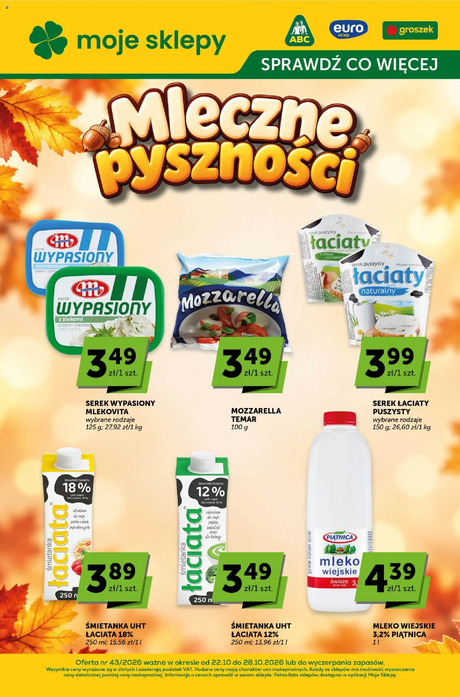 Pogląd gazetki "Groszek gazetka - Katalog" ze sklepu Groszek ważnej od 22.10.2026 - Groszek, Mleko, Mozzarella, Cebula, Piątnica, Cream cheese, Serek