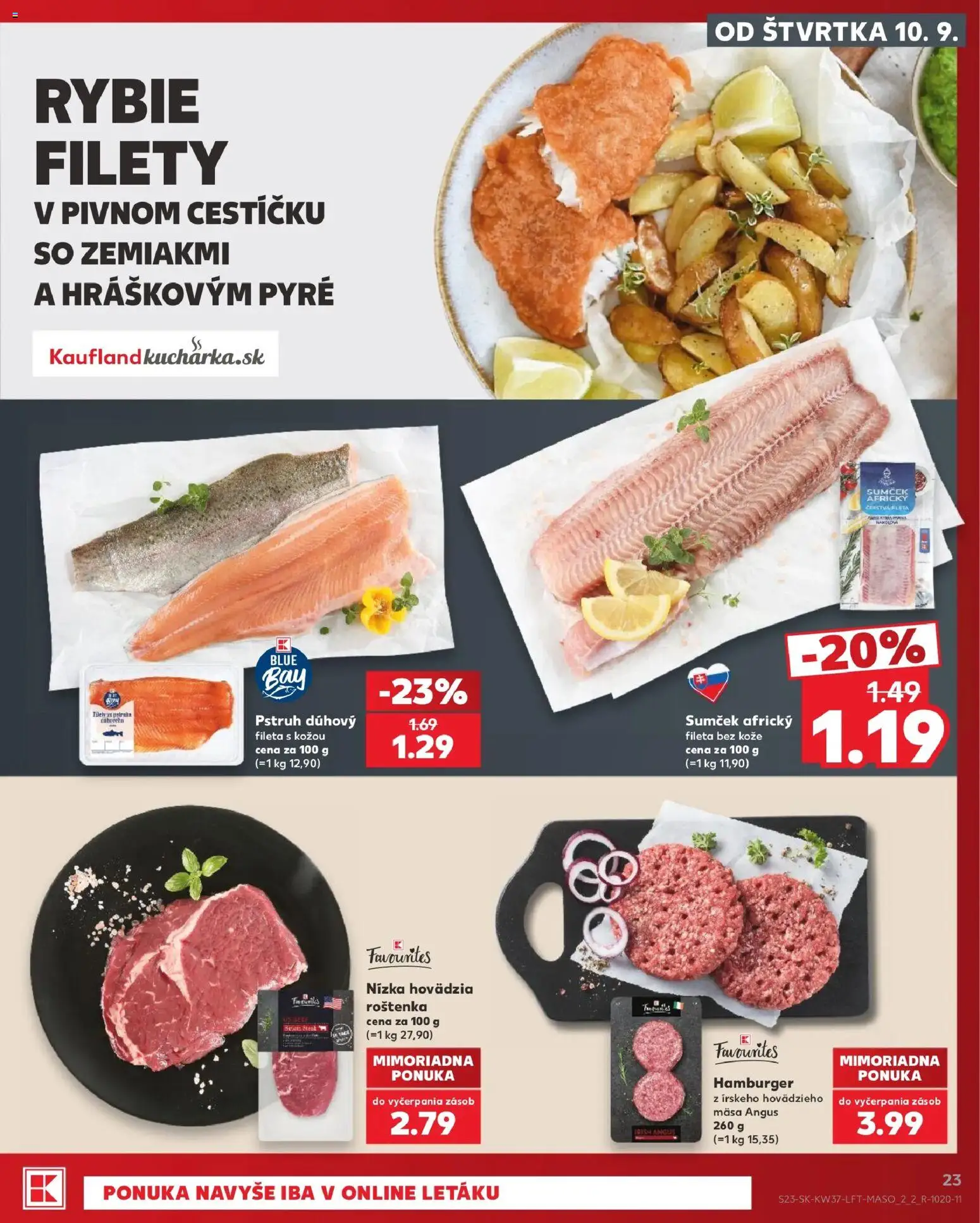 Náhľad Kaufland letáku platného od 10.09.2026 - Hamburger, Roštenka, Pstruh