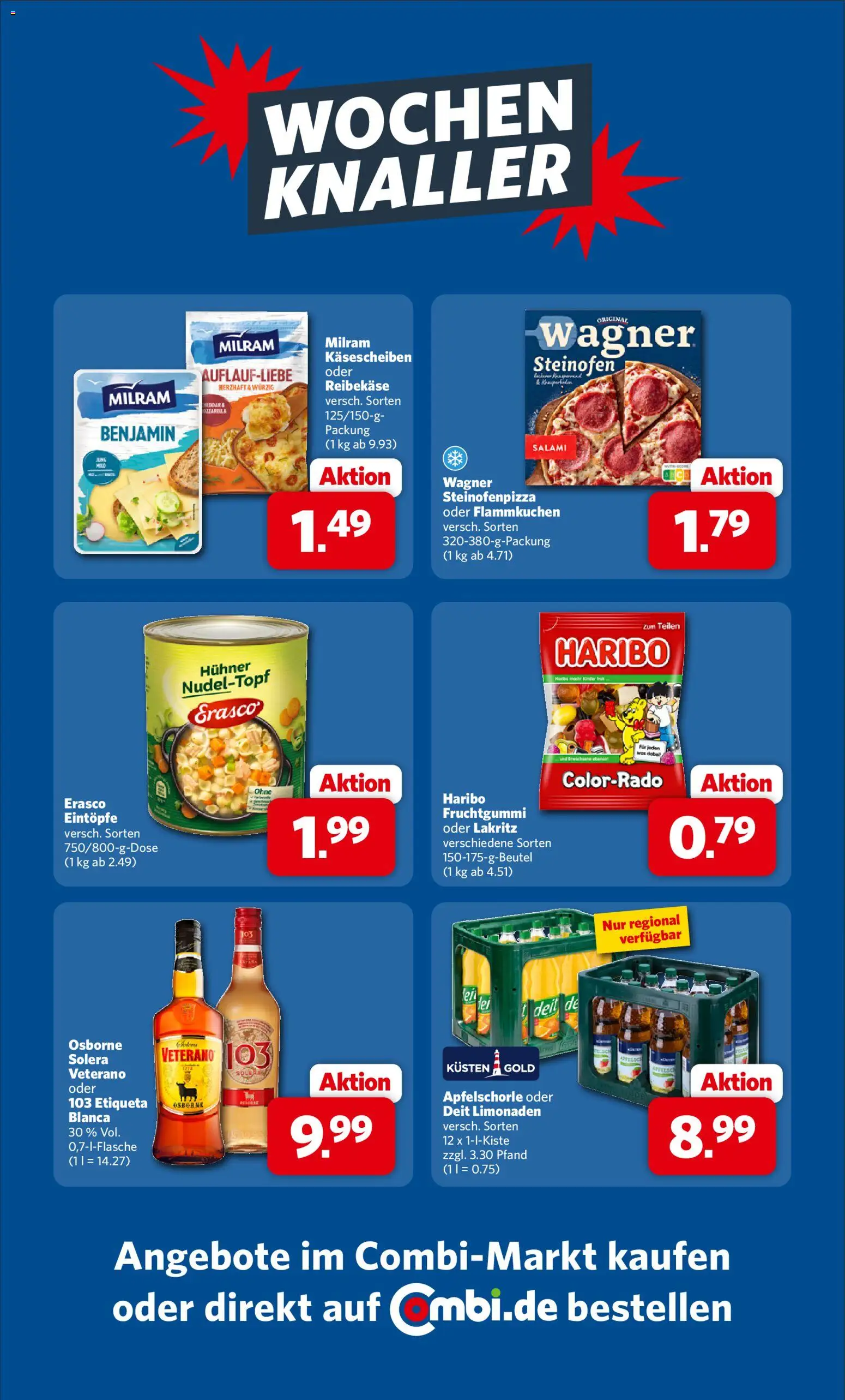 Vorschau von dem Prospekt des Geschäftes Combi, gültig ab dem 28.06.2026 - Haribo, Salami, Osborne, Milram, Erasco, Reibekase
