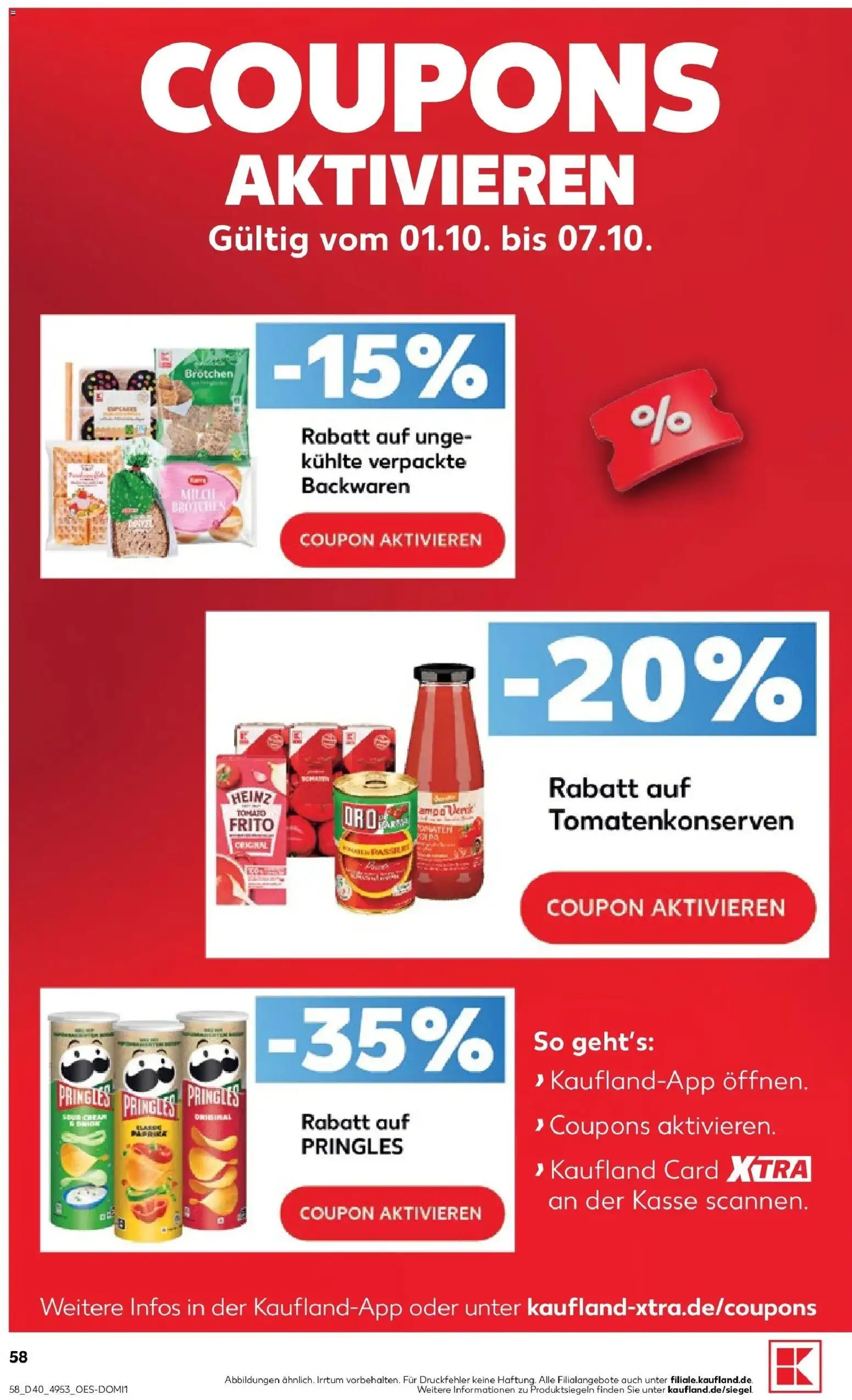Vorschau von dem Prospekt des Geschäftes Kaufland, gültig ab dem 01.10.2026 - Milch, Pringles, Merci