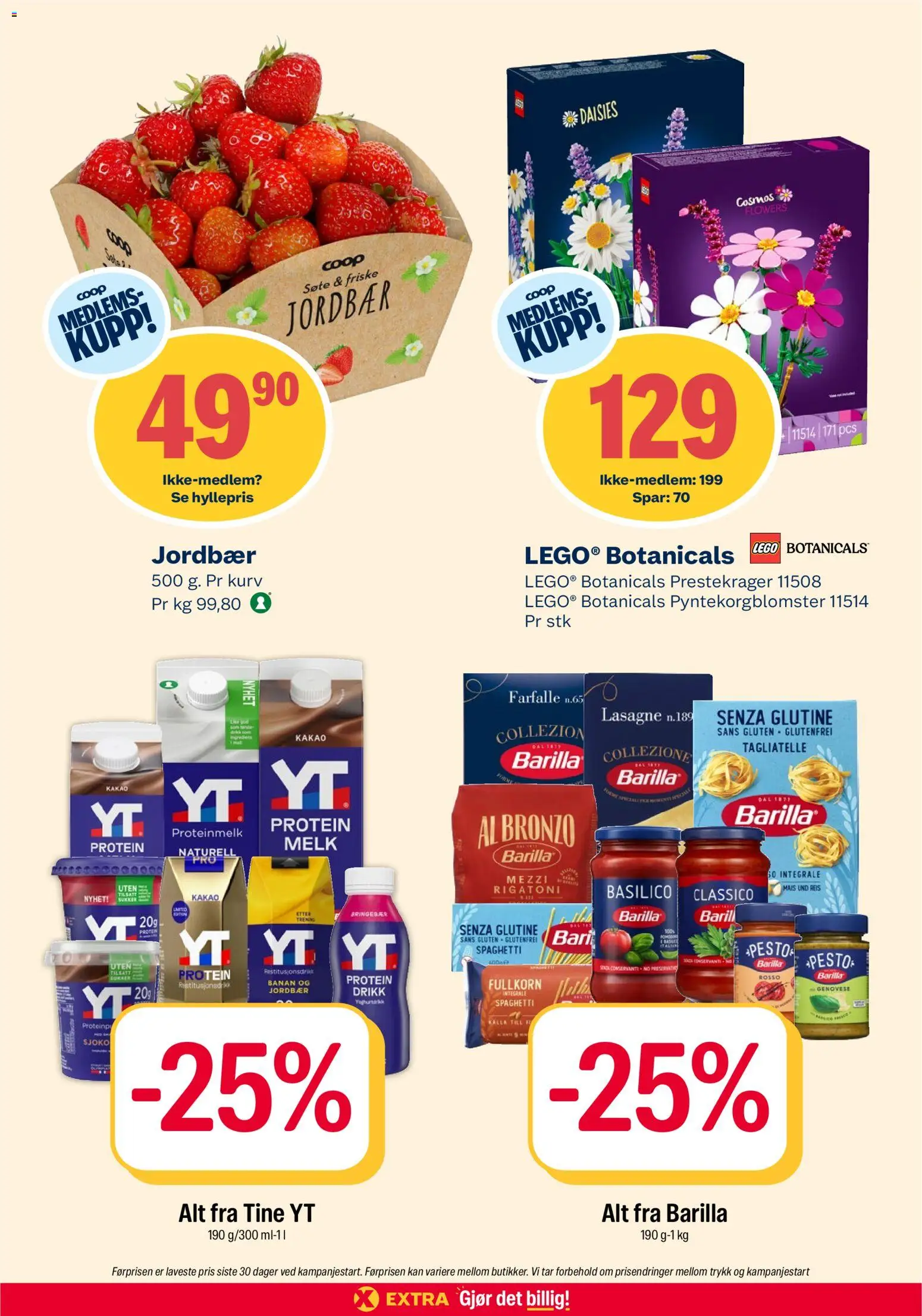 Forhåndsvis Coop Extra kundeavis fra butikk Coop Extra gyldig fra 12/10/2026 - Pesto, Lasagne, Jordbær, Bringebær, Lego, Protein, Kakao, Mais