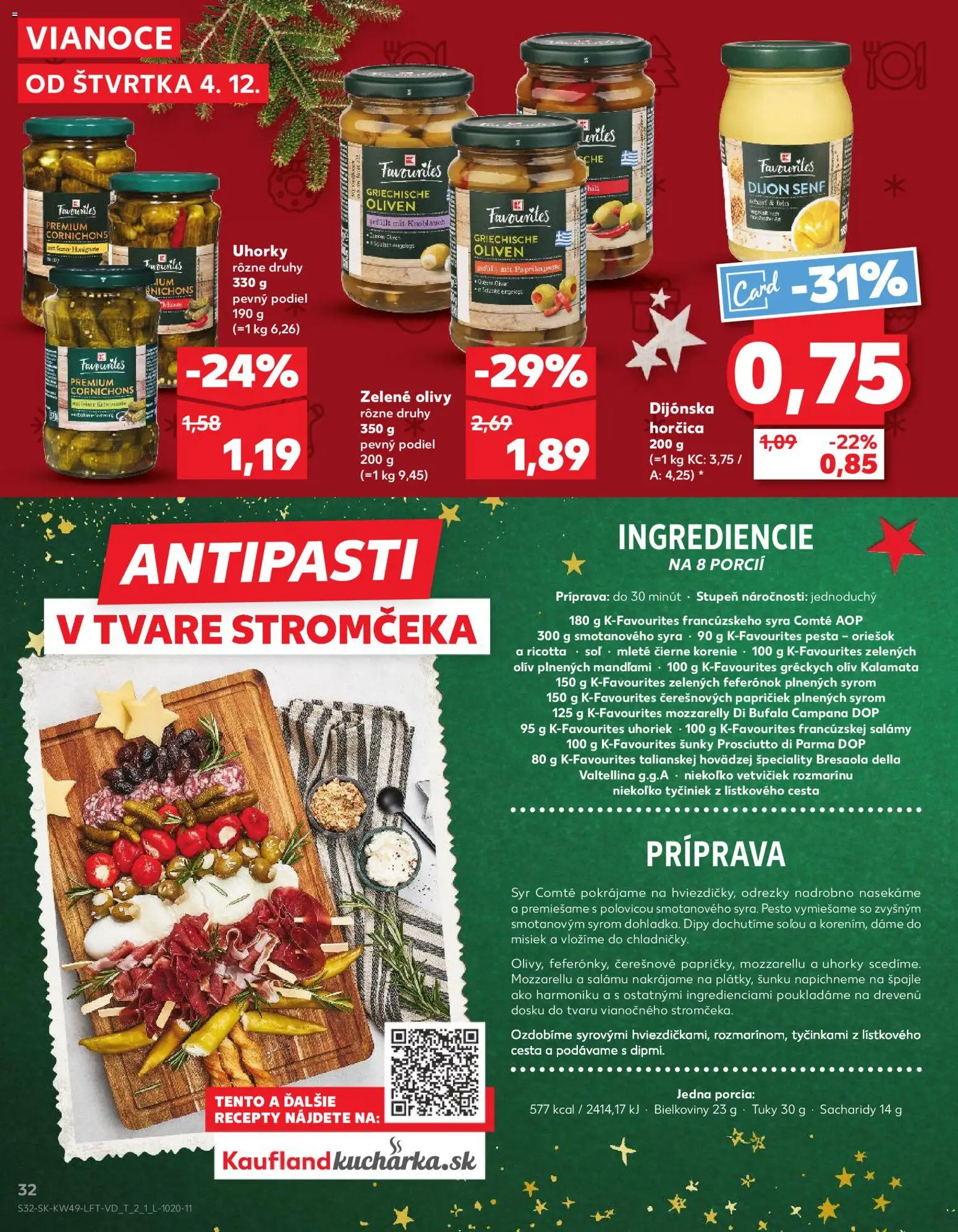 Náhľad Kaufland letáku platného od 04.12.2025 - Syr, Prosciutto, Soľ, Pesto, Korenie, Olivy, Čierne korenie, Uhorky