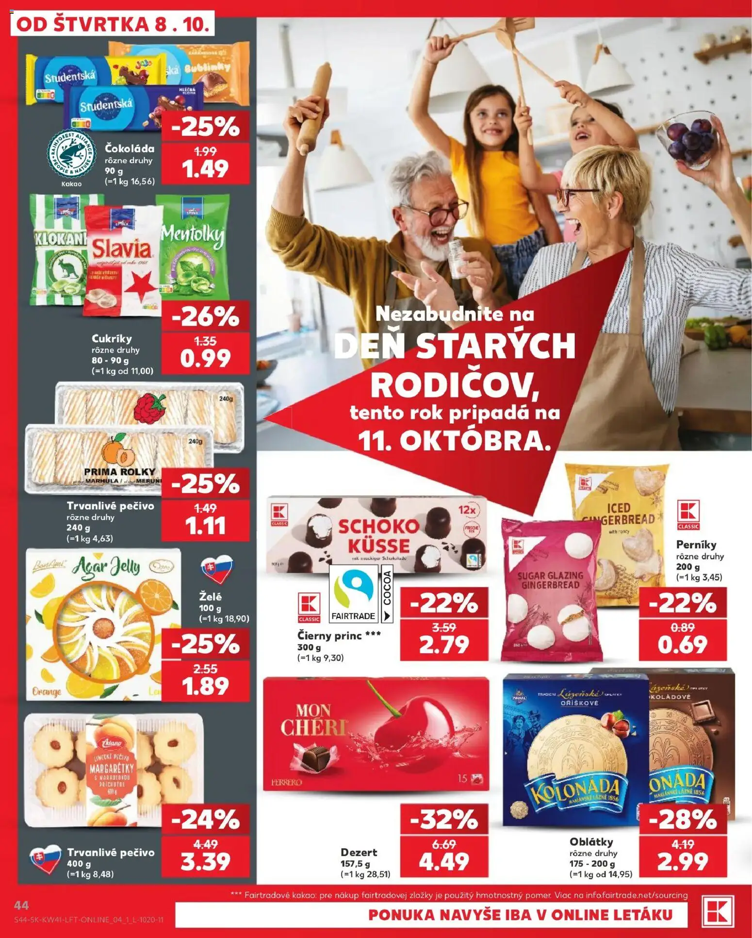 Náhľad Kaufland letáku platného od 08.10.2026 - Čokoláda, Dezert, Kakao, Pečivo, Cukríky, Oblátky