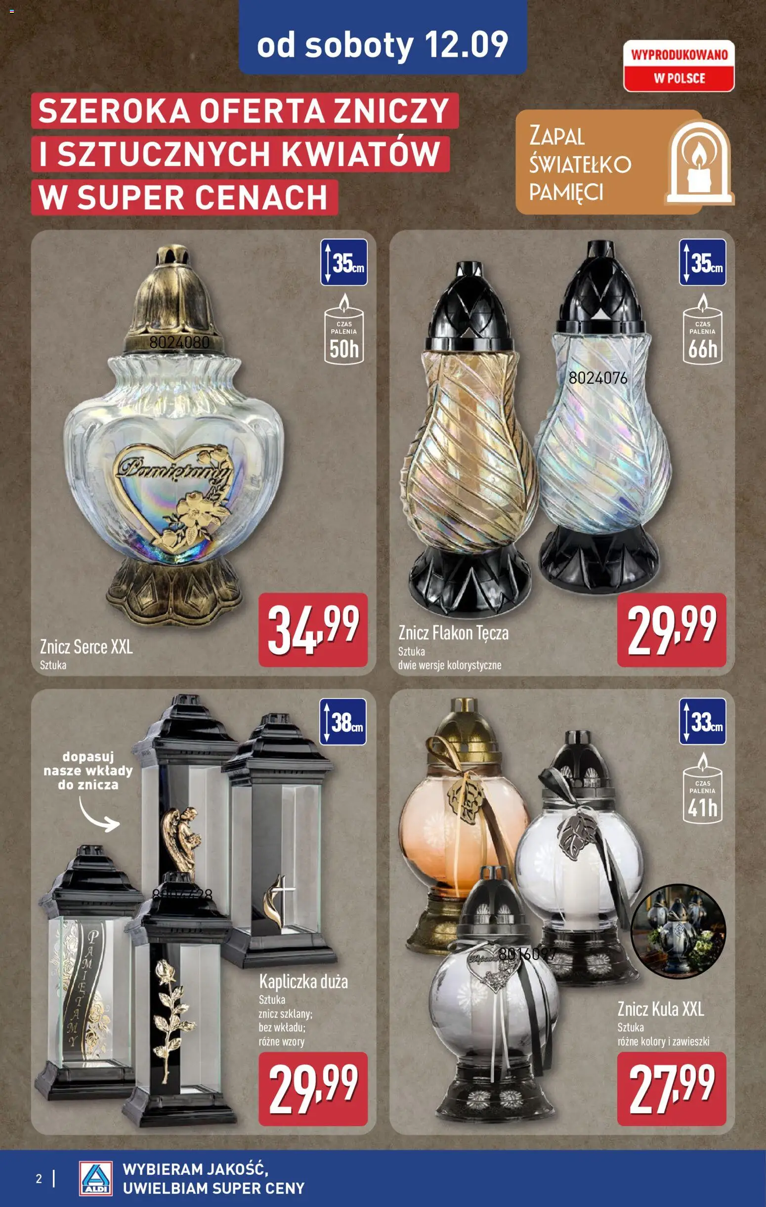 Pogląd gazetki "Aldi gazetka - Szeroka oferta zniczy w super cenach" ze sklepu Aldi ważnej od 12.09.2026