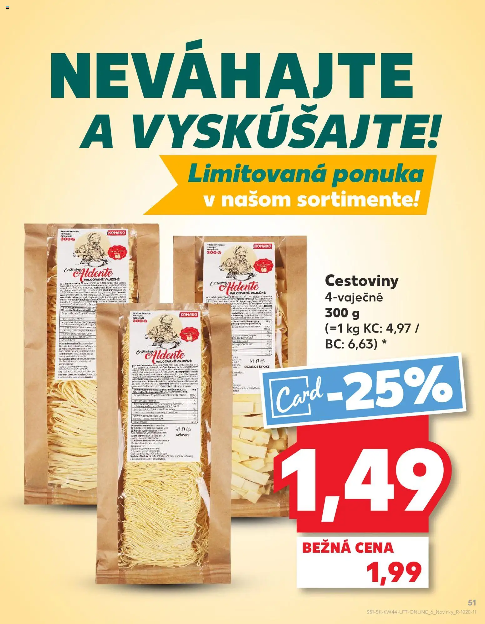 Náhľad Kaufland letáku platného od 30.10.2025 - Cestoviny, Rezance