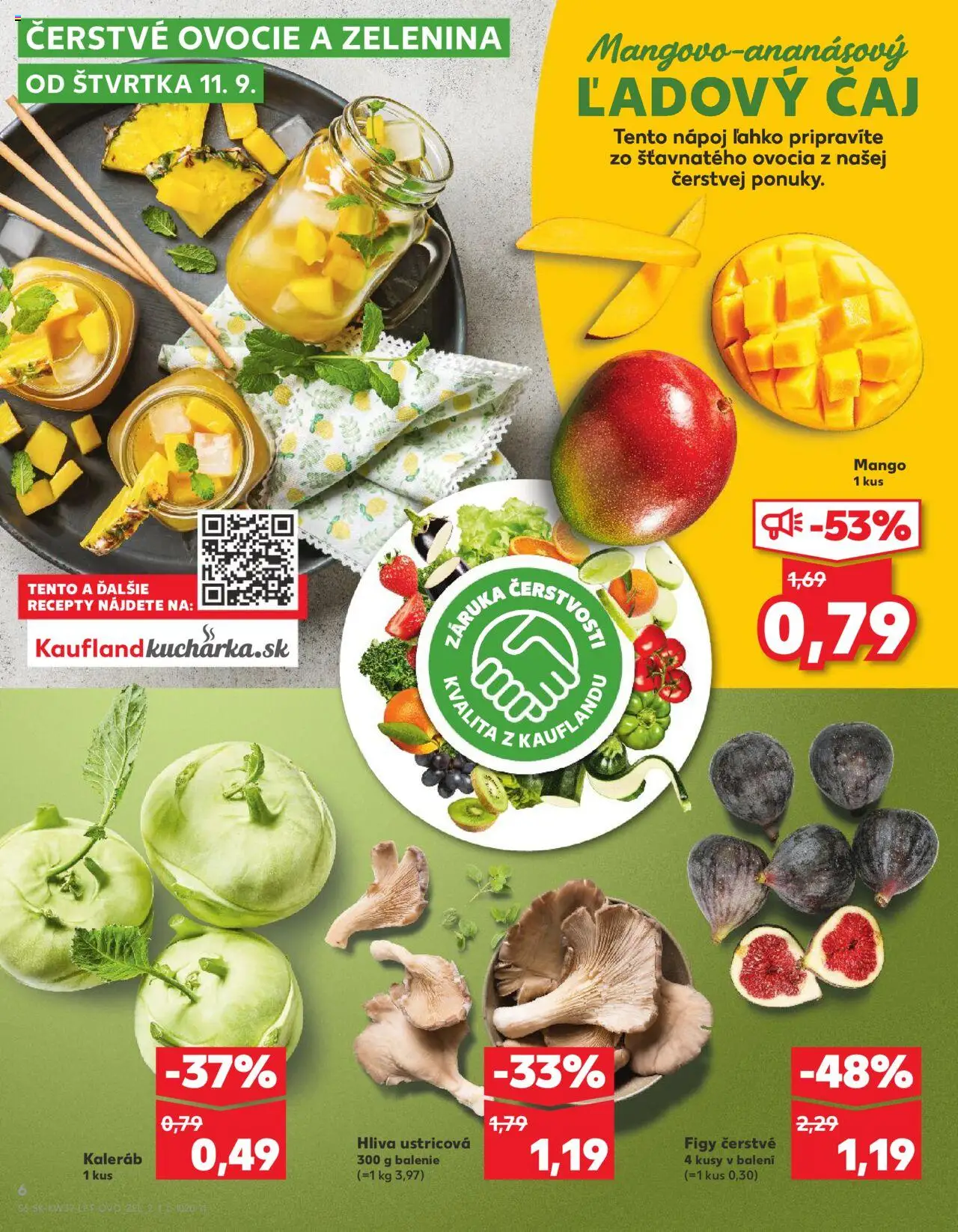 Náhľad Kaufland letáku platného od 11.09.2025 - Mango, Ovocie, Čaj, Kaleráb
