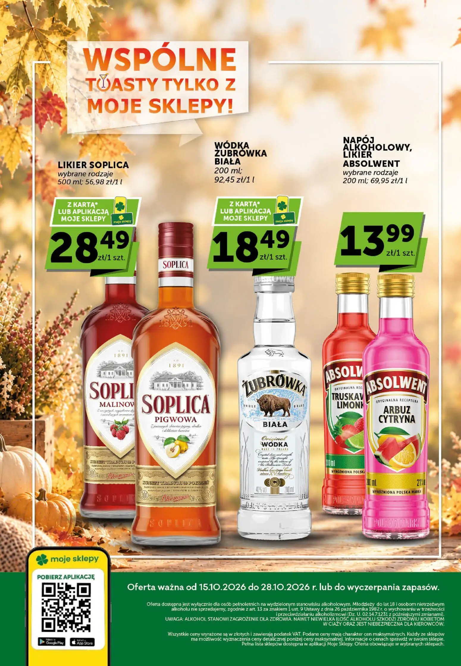 Pogląd gazetki "Euro Sklep gazetka - Oferta alkoholowa" ze sklepu Euro Sklep ważnej od 15.10.2026 - Alkohol, Wódka, Arbuz, Soplica, Żubrówka, Cytryna, Vodka