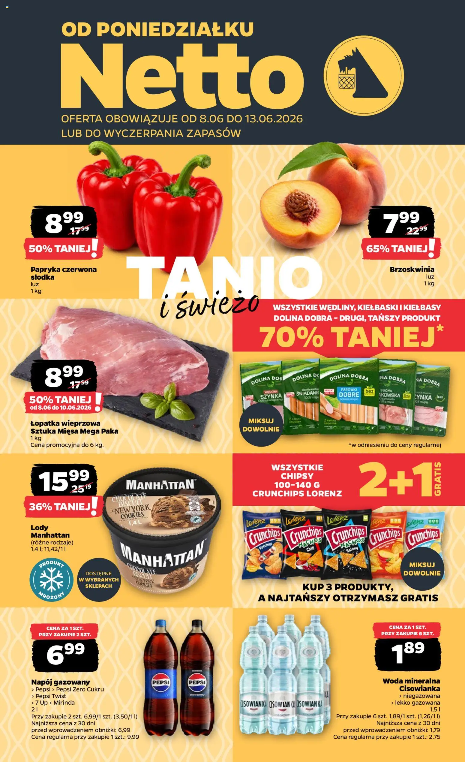 Pogląd gazetki "Netto gazetka od poniedziałku spożywcza" ze sklepu Netto ważnej od 08.06.2026