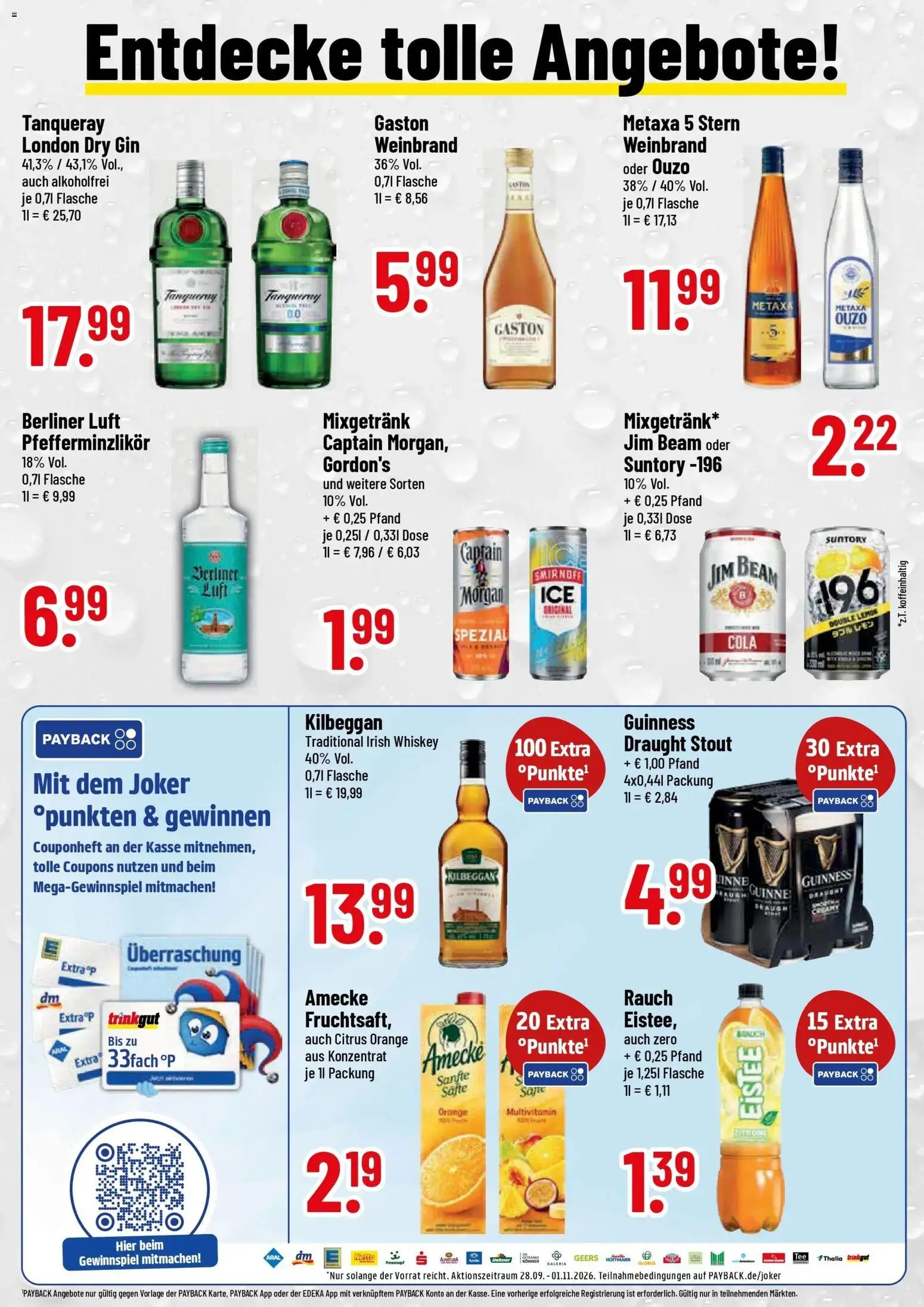 Vorschau von dem Prospekt des Geschäftes Trinkgut, gültig ab dem 26.10.2026 - Cola, Gin, Berliner, Ouzo, Whiskey, Metaxa, Jim beam, Mixgetränk