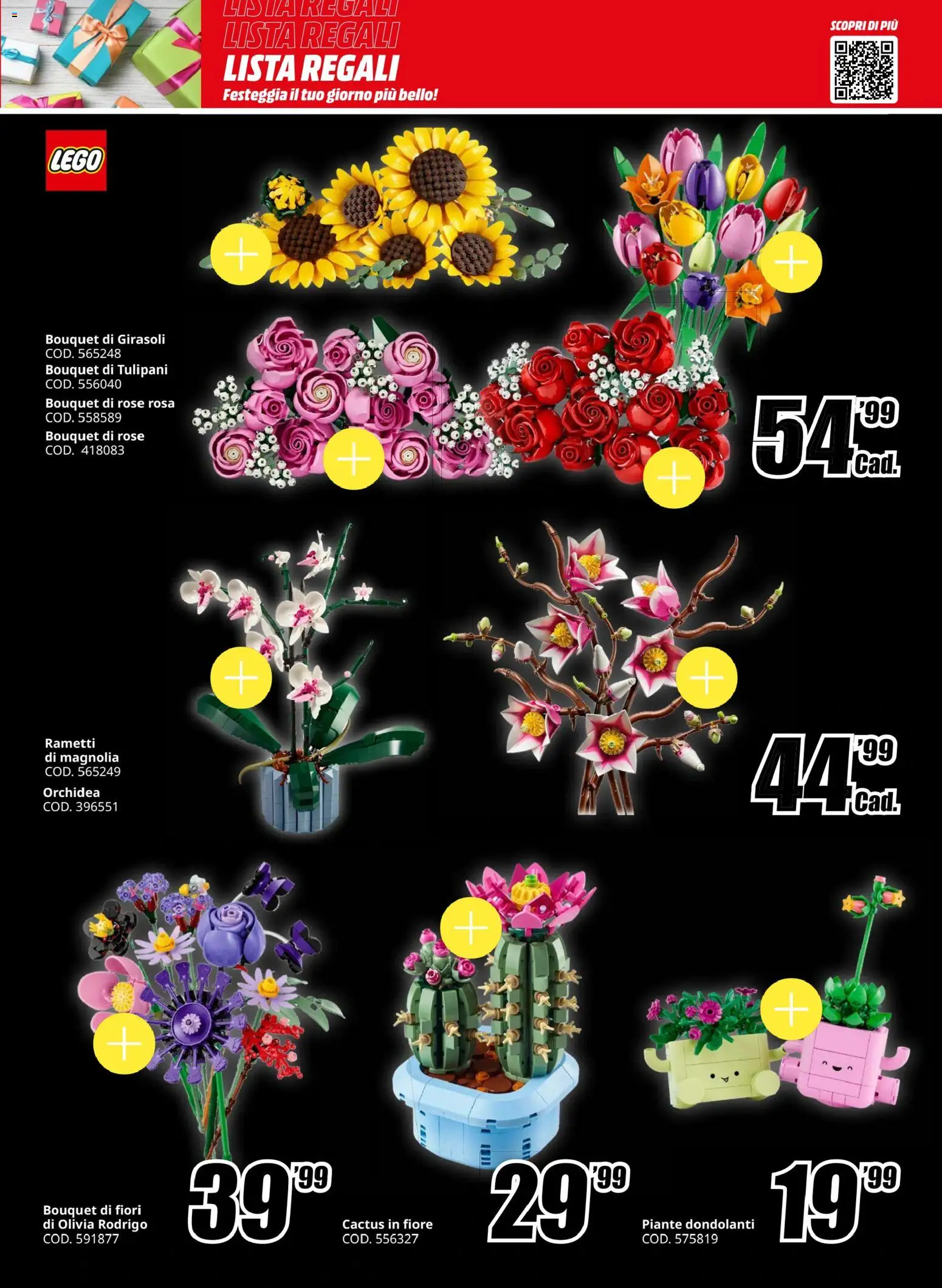Anteprima dell'opuscolo Media World volantino Road to Lucca dal negozio Media World valido da 25/10/2026 - LEGO, Fiori, Tulipani, Orchidea, Cactus