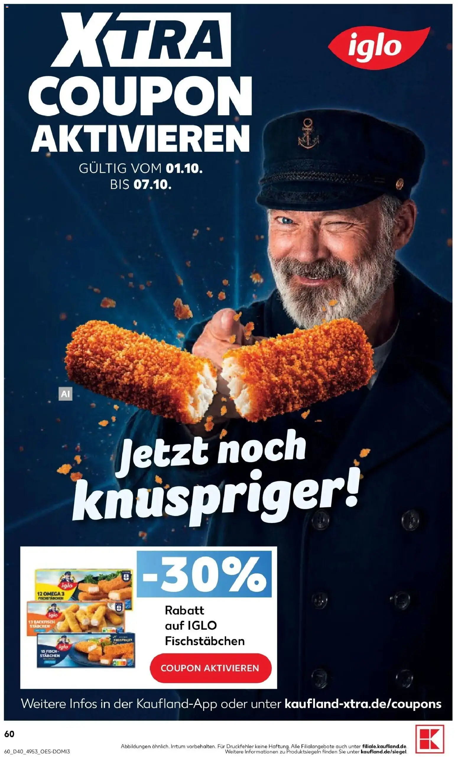 Vorschau von dem Prospekt des Geschäftes Kaufland, gültig ab dem 01.10.2026 - Iglo, Fischstabchen