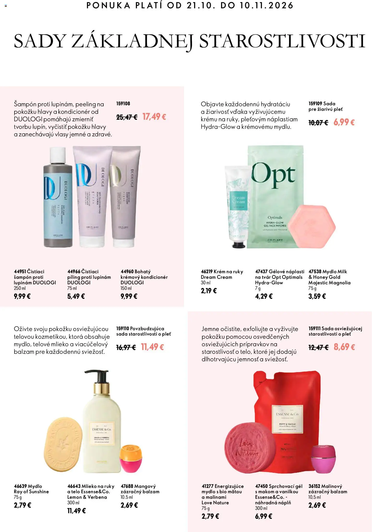 Náhľad Oriflame letáku platného od 21.10.2026 - Mlieko, Šampón, Mydlo, Peeling, Krém, Telové mlieko, Krém na ruky, Kondicionér