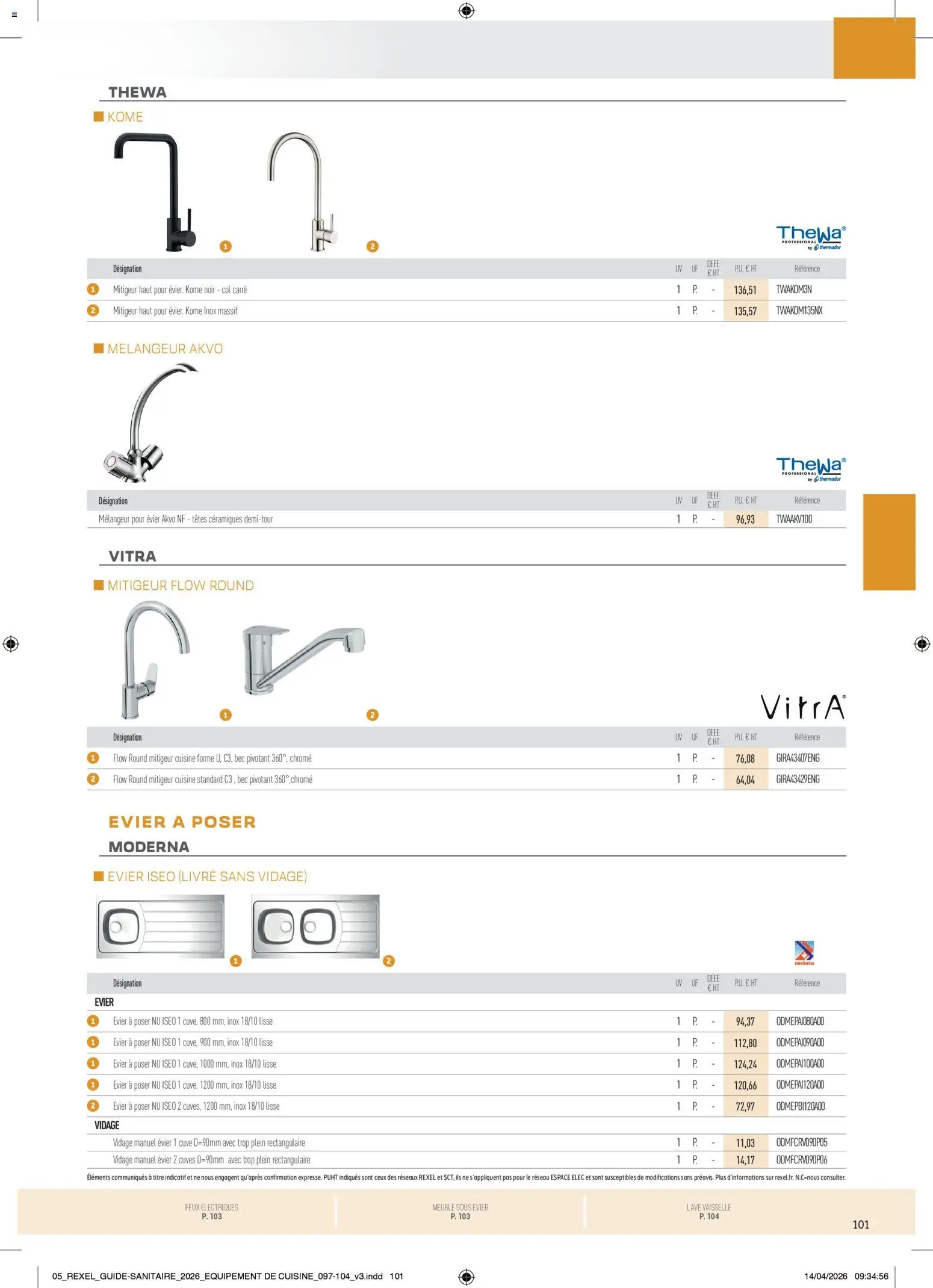 Prévisualisation de Rexel - Brochure Sanitaire du magasin Rexel formulaire valide 20/04/2026 - Livre, Meuble, Vaisselle, Mélangeur