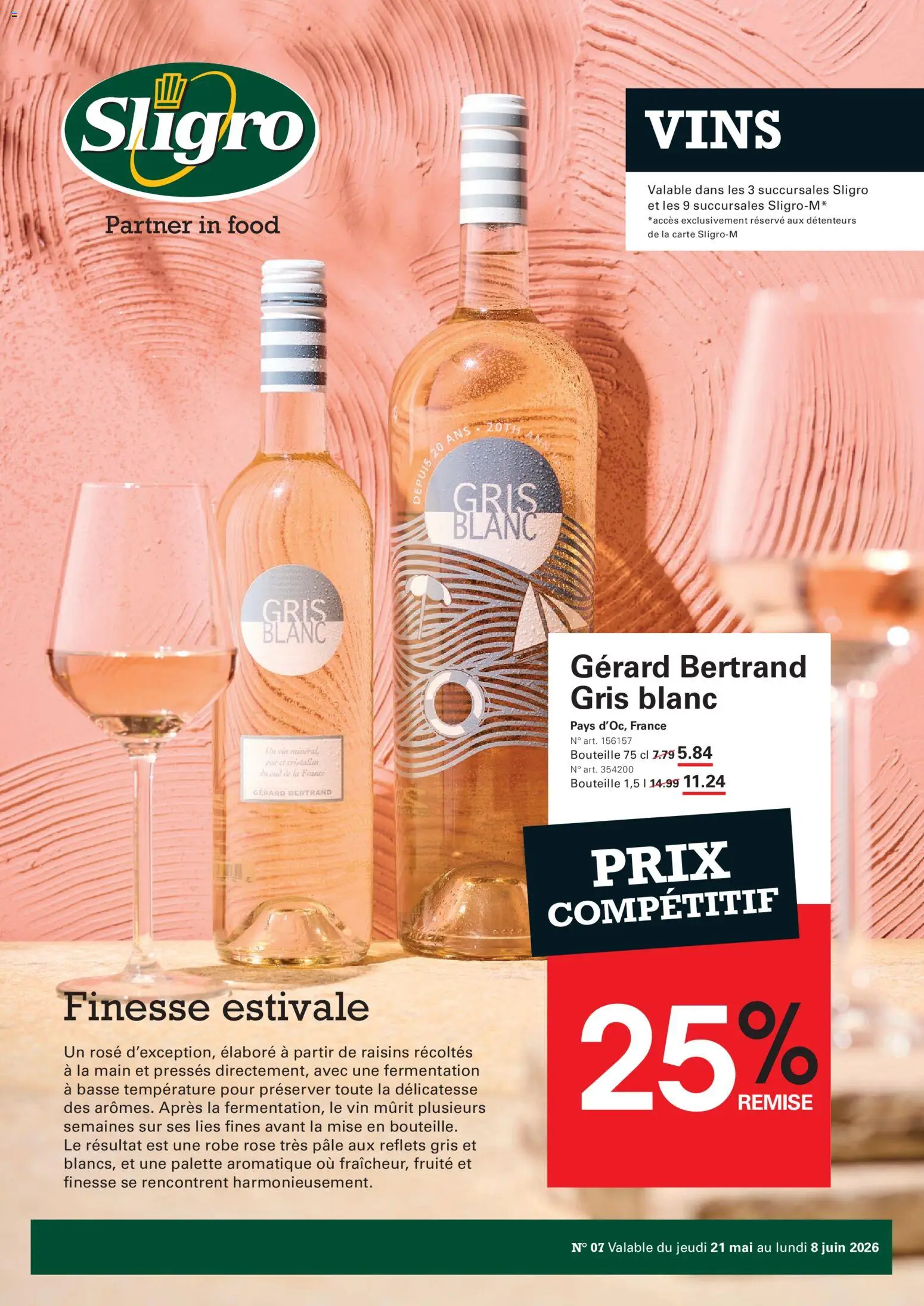 Voorbeeld van Sligro Publicité Vins van winkel Sligro geldig vanaf 21/05/2026