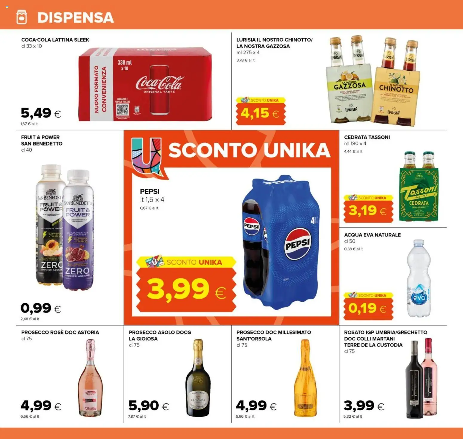 Anteprima dell'opuscolo Oasi volantino Roma dal negozio Oasi valido da 04/09/2026 - Acqua, Limone, Prosecco, Chinotto, Pepsi, Cedrata
