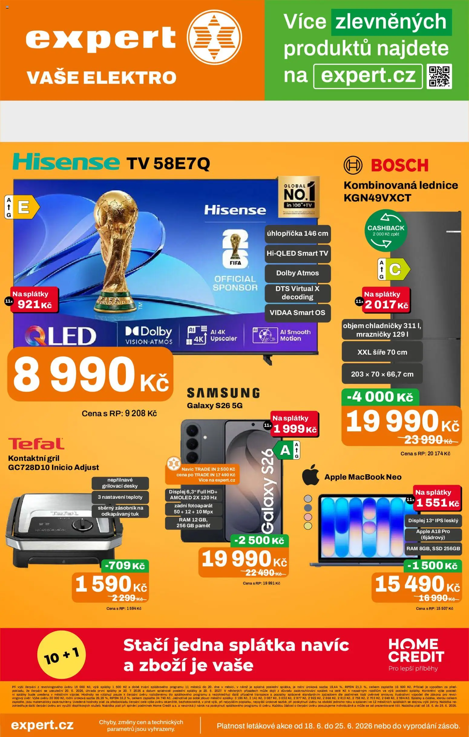 Náhled nabídky: Expert elektro Expert elektro leták platný od 18.06.2026 - Samsung, Apple, Lednice, Elektro, Fotoaparát, Kontaktní gril, Desky, Zásobník