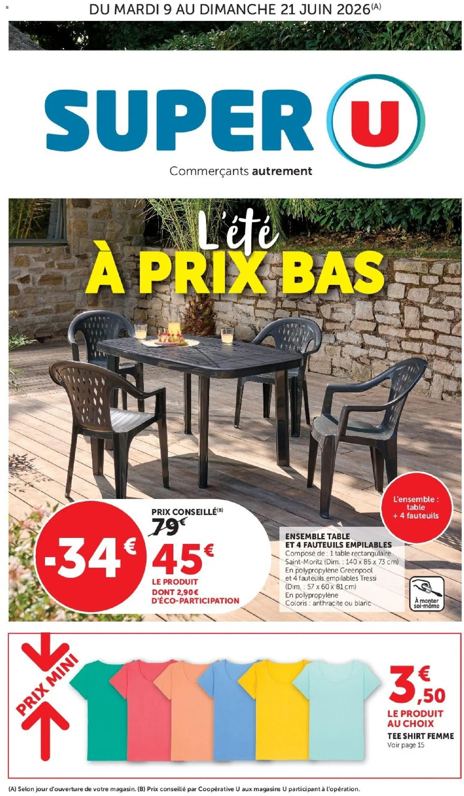 Prévisualisation de Super U - L'été à prix bas du magasin Super U formulaire valide 09/06/2026 - Table